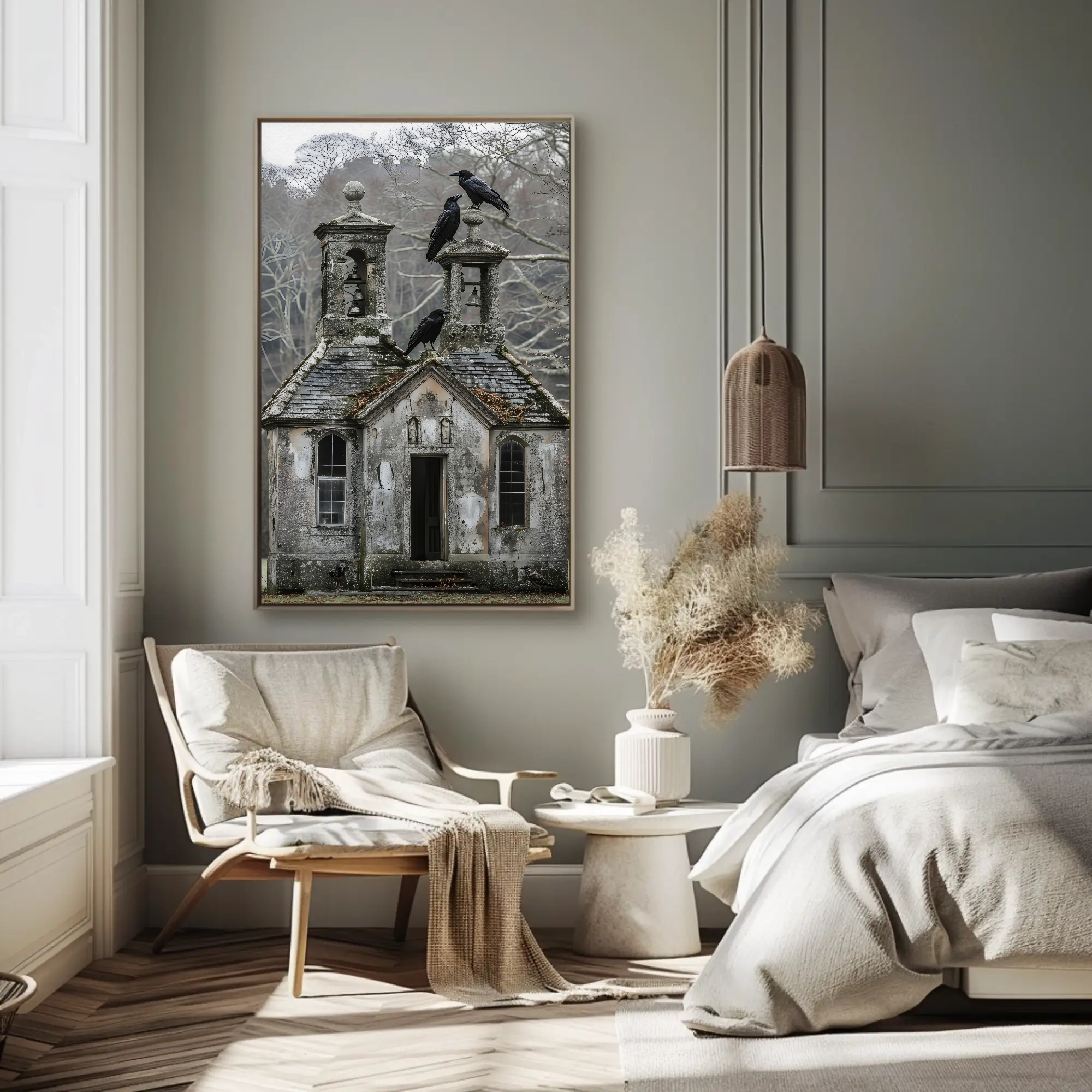 Churchyard Ravens Wall Art: Gothic Home Decor