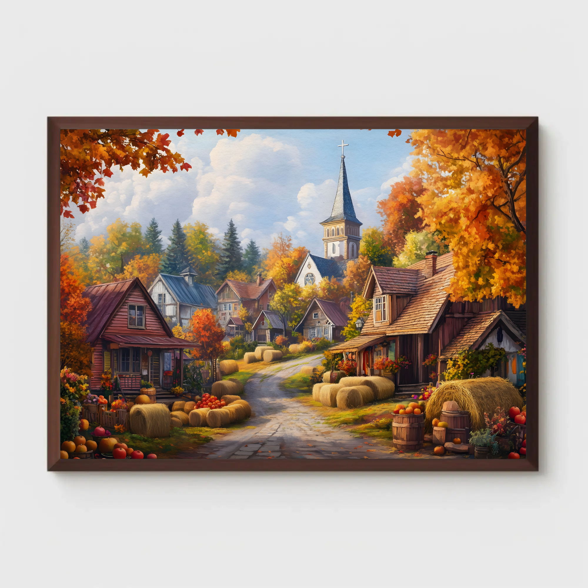 Autumn Village Wall Art – Rustic Harvest | Ciderbrook Grove