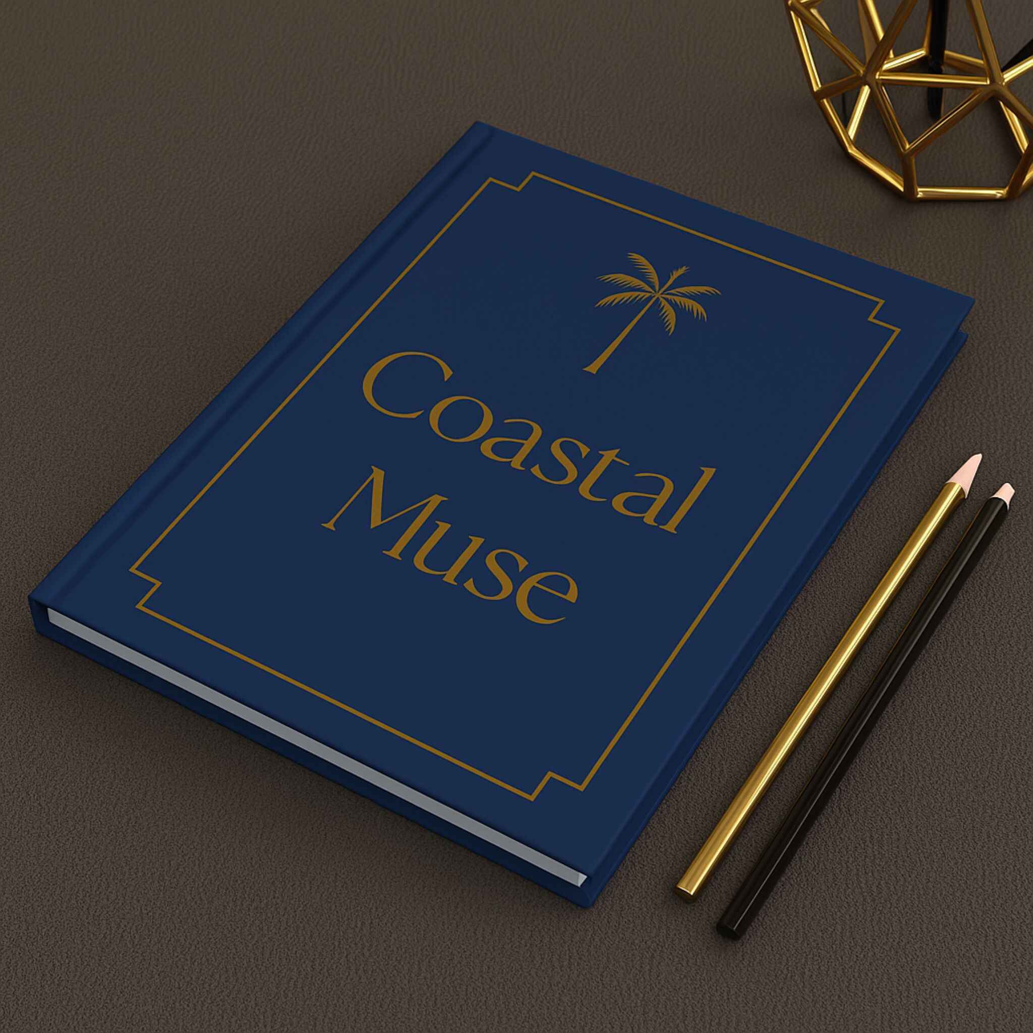 Summer Journal – Blue and Gold Palm Notebook | Coastal Muse