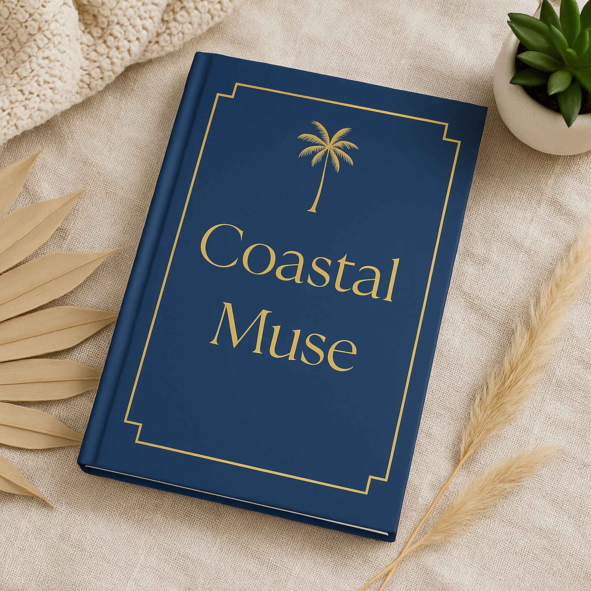 Summer Journal – Blue and Gold Palm Notebook | Coastal Muse