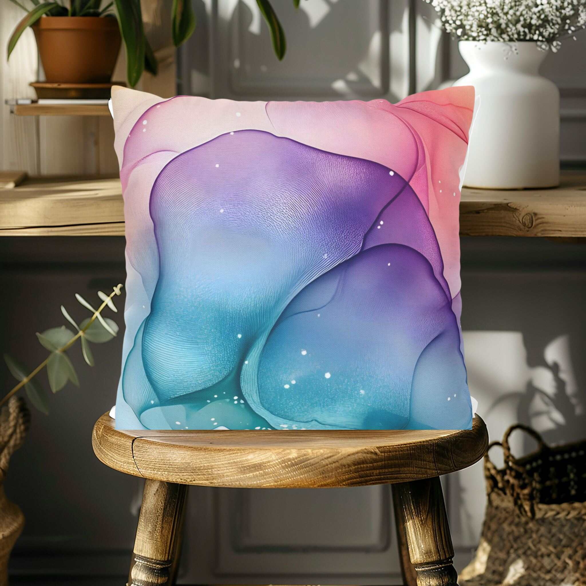Galaxy Throw Pillow – Colorful Home Decor | Cosmic Tides
