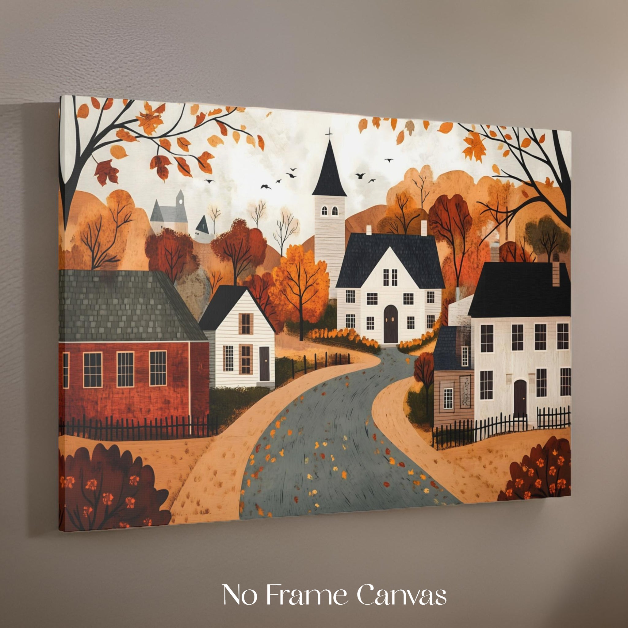 Rustic Village Wall Art – Autumn Print | Countryside Charm
