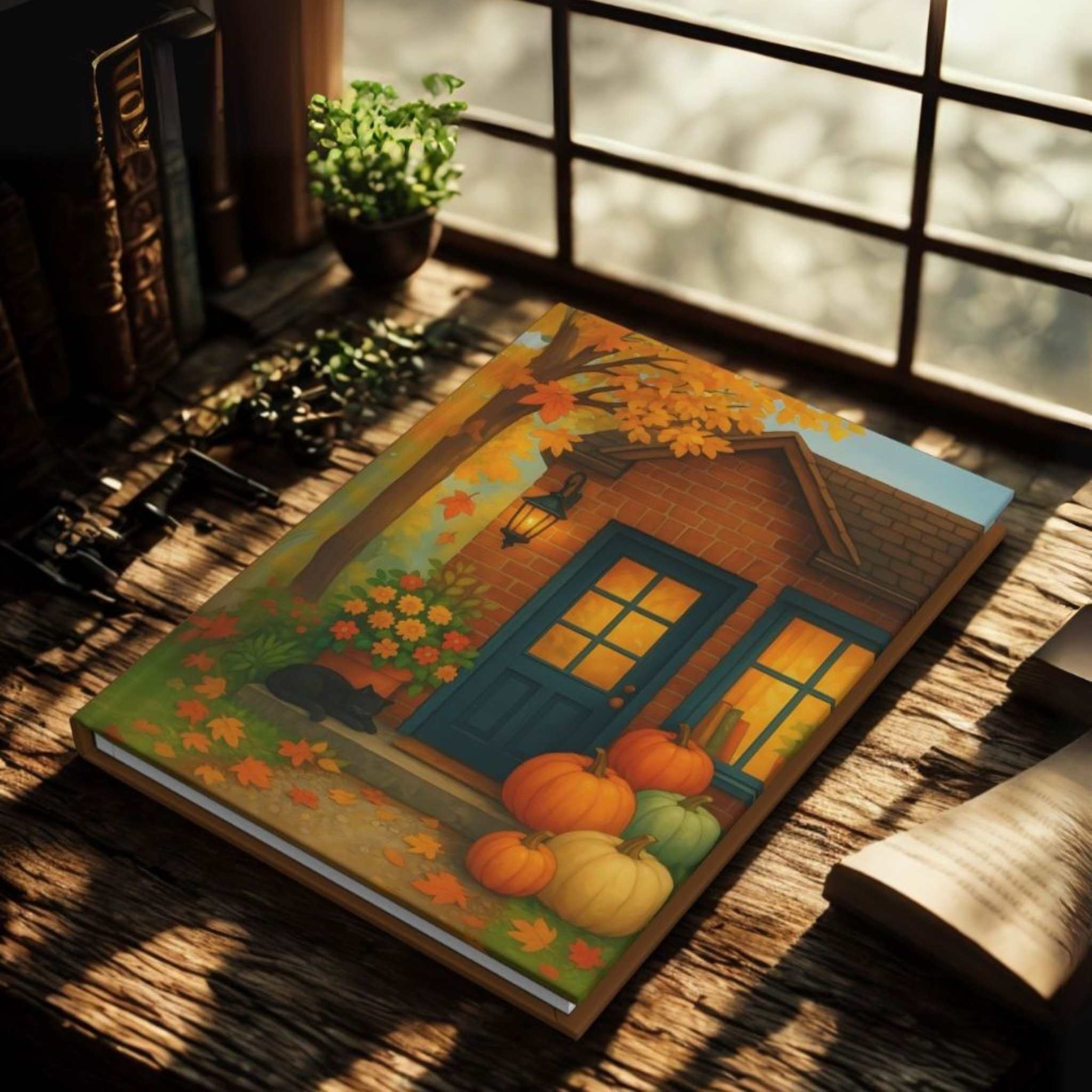 Fall Cottage Journal – Pumpkin and Black Cat | Cozy Doorstep