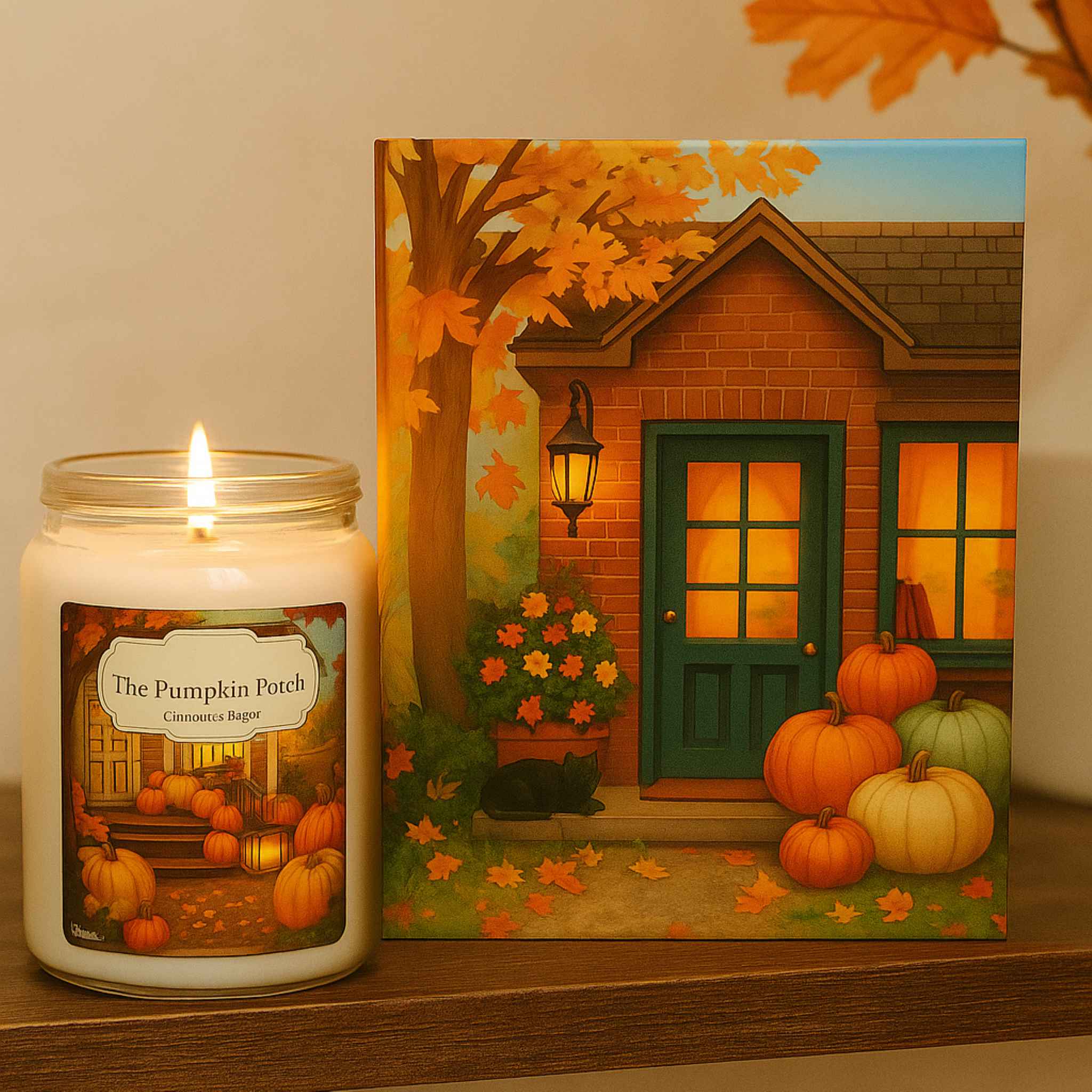 Fall Cottage Journal – Pumpkin and Black Cat | Cozy Doorstep