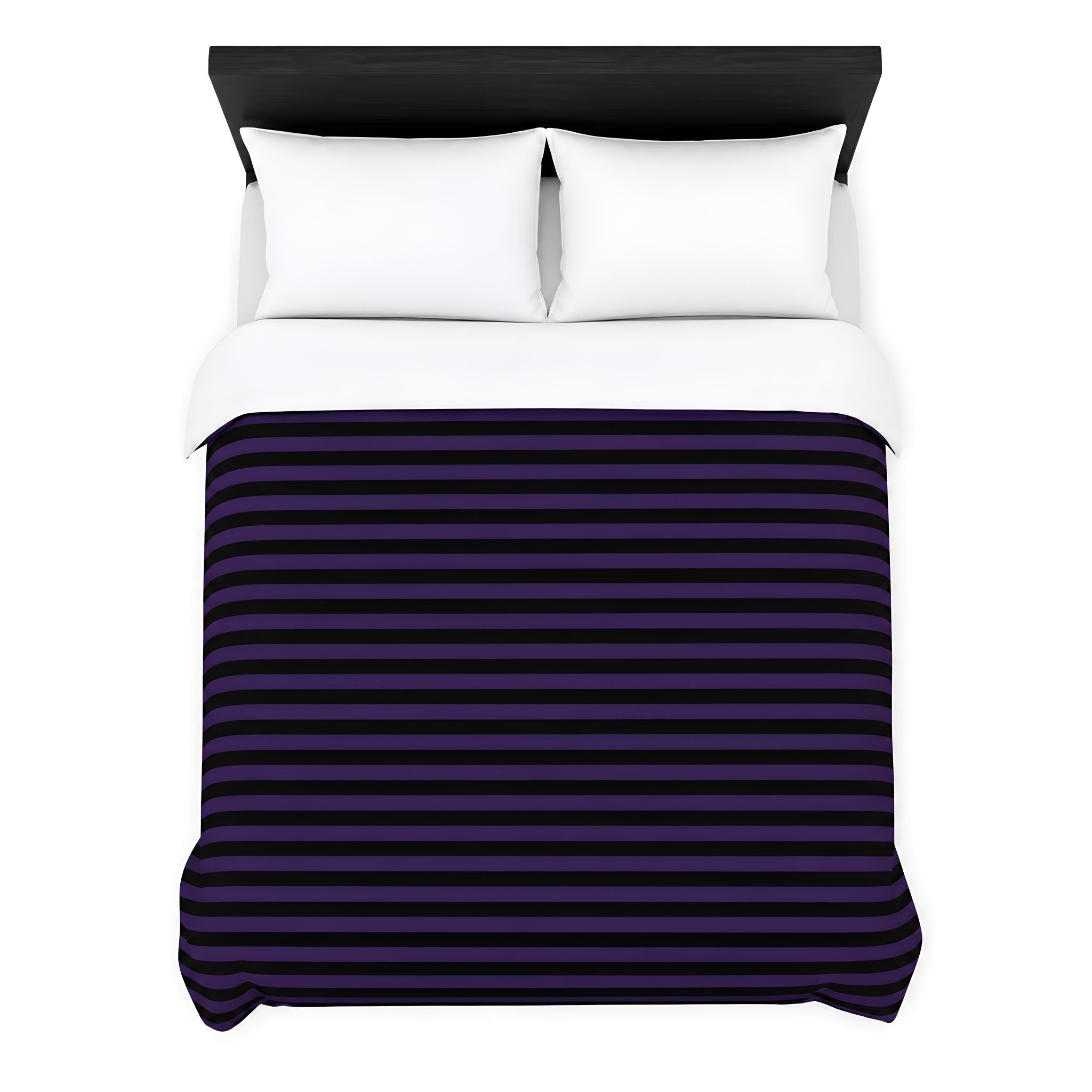 Halloween striped duvet cover in deep purple and black cotton bedding