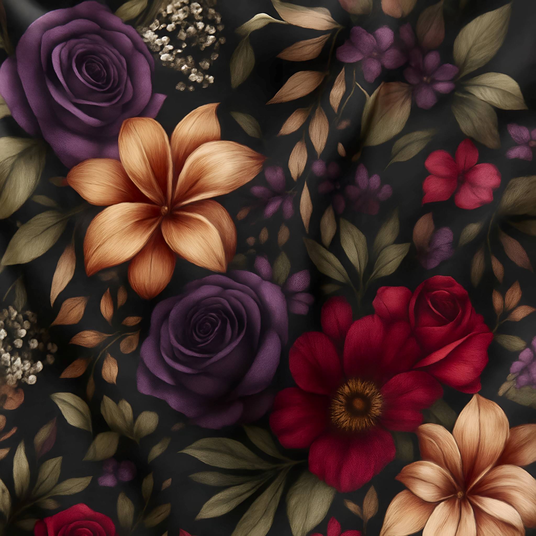 Colorful floral pattern on a dark background