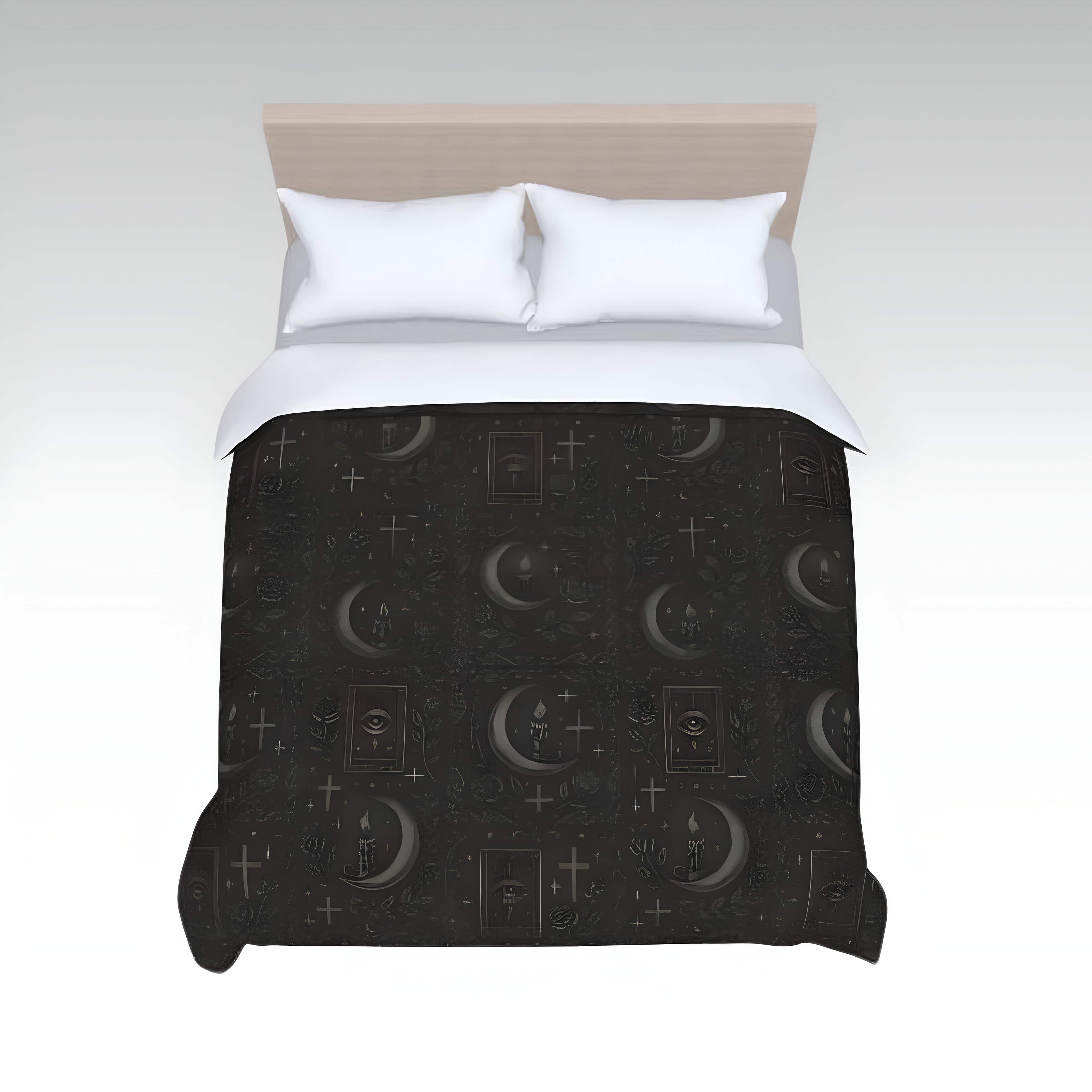 Gothic Black Duvet Cover – Sacred Pattern Bedding | Hexhaven