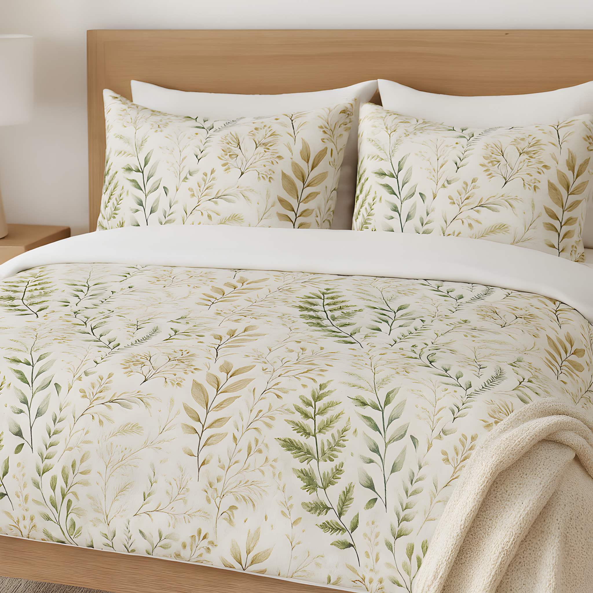 Fern Duvet Cover Set – Neutral Botanical Bedding | Fernlight