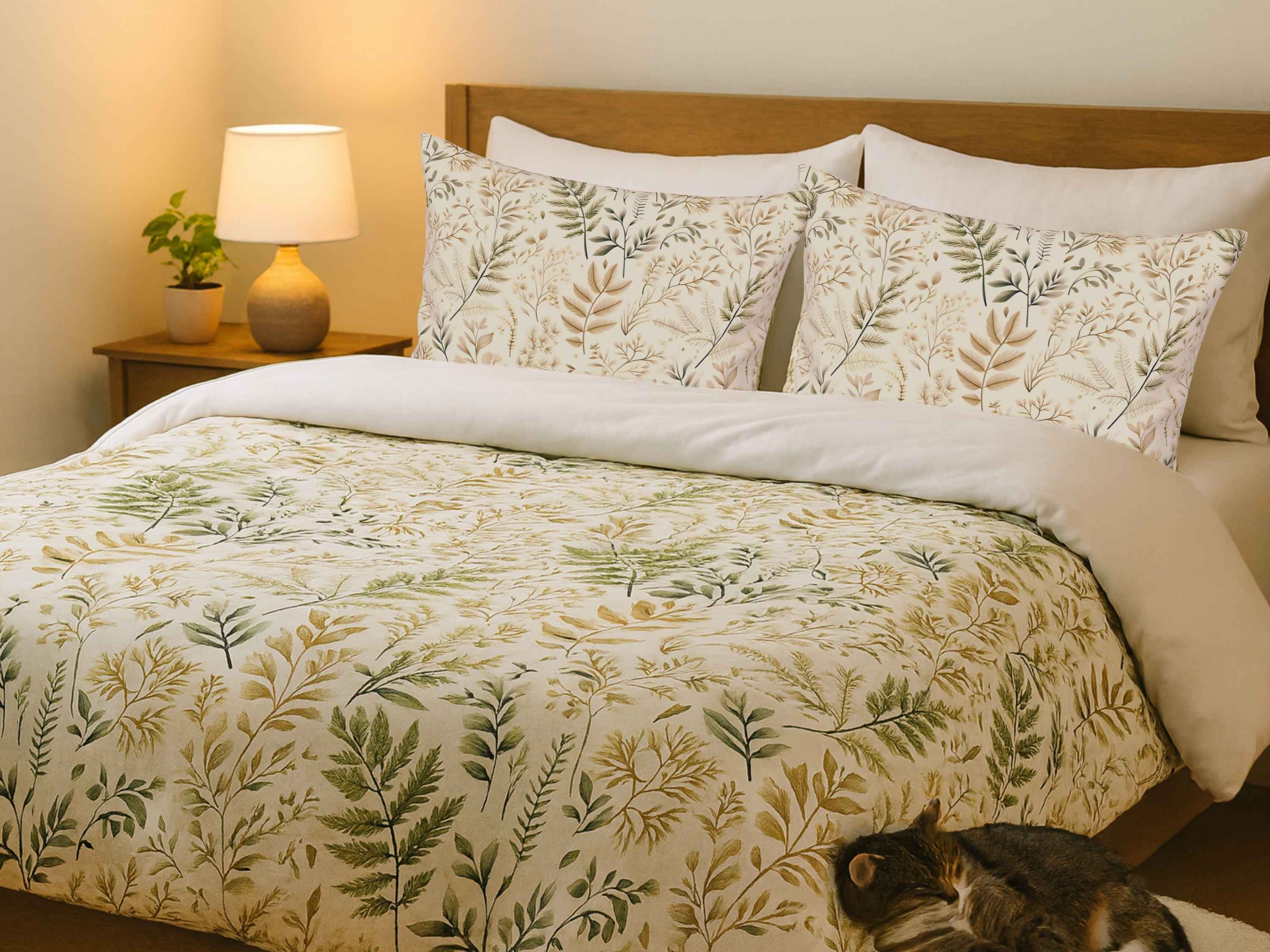 Fern Duvet Cover Set – Neutral Botanical Bedding | Fernlight