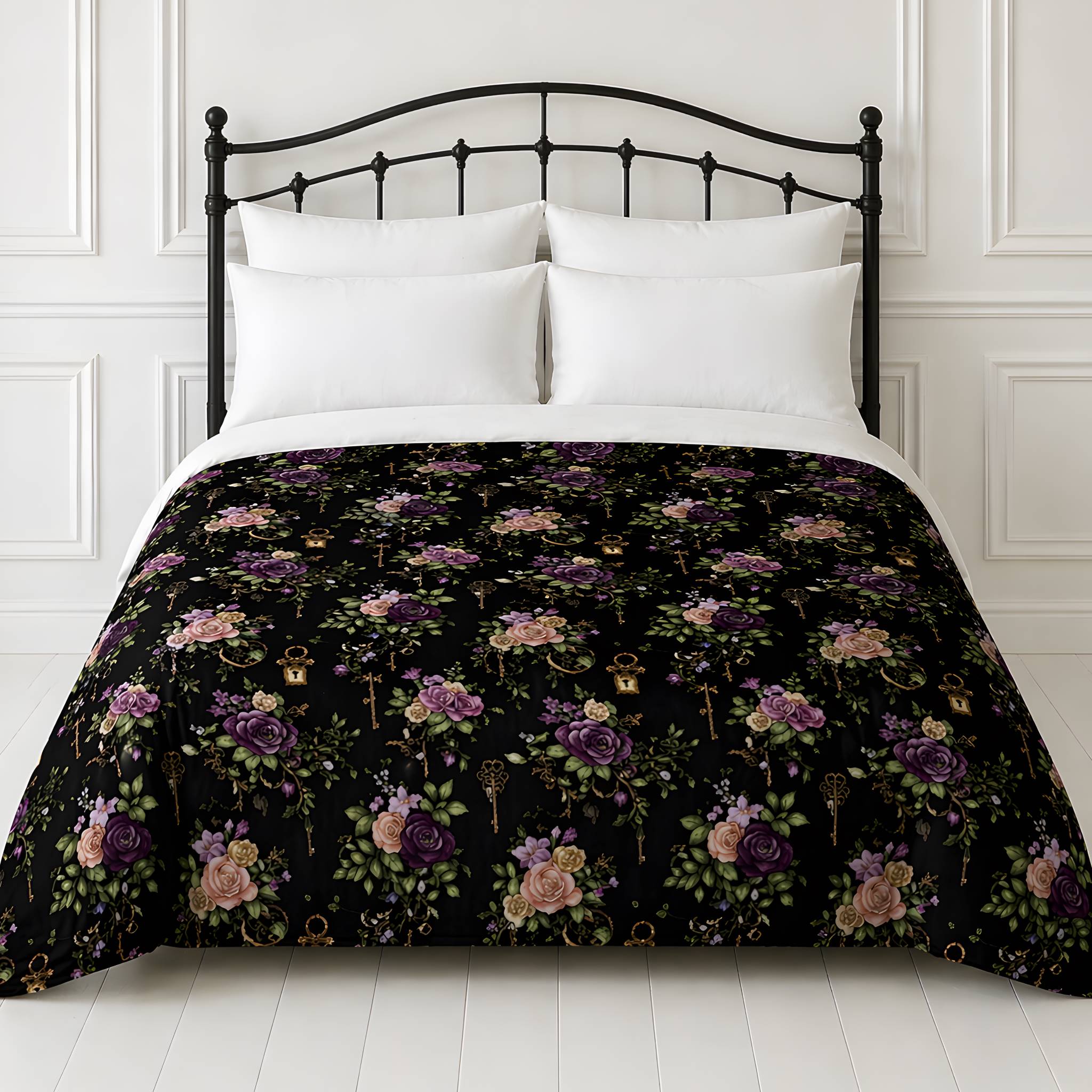 Rose and skeleton key gothic duvet cover.