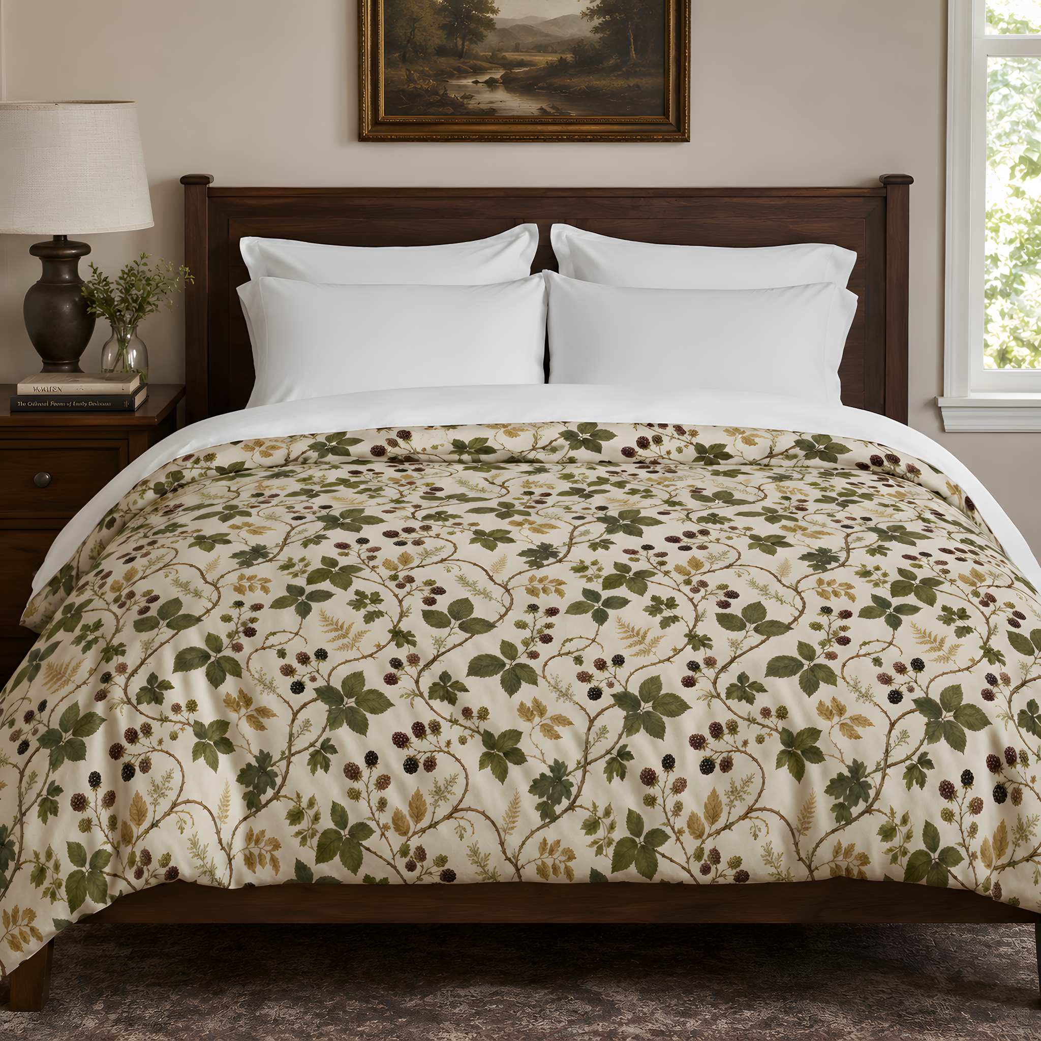 Blackberry Botanical Cotton Duvet Cover, Queen & King | Tramble Trails