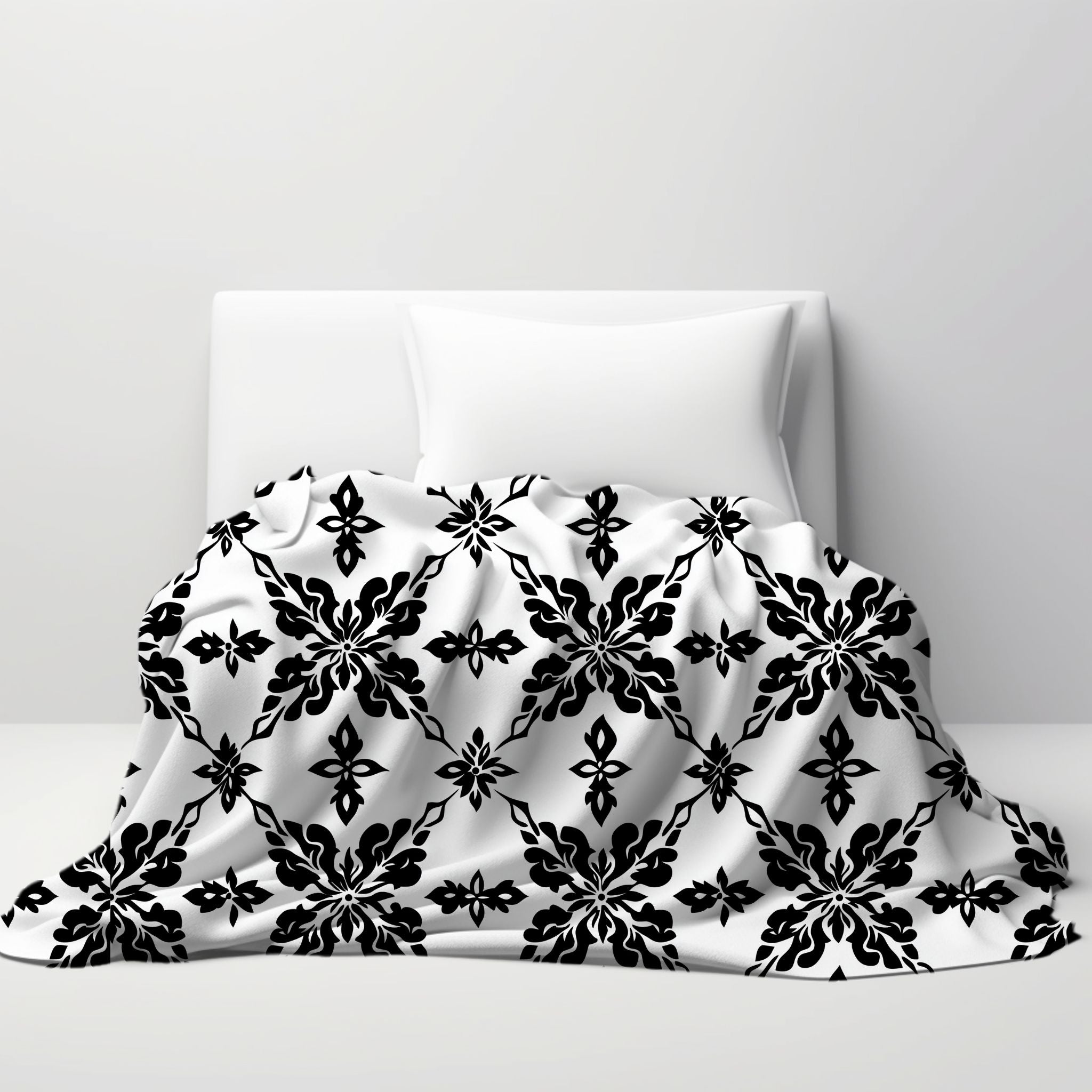 Damask Dreams Throw Blanket: Monochrome