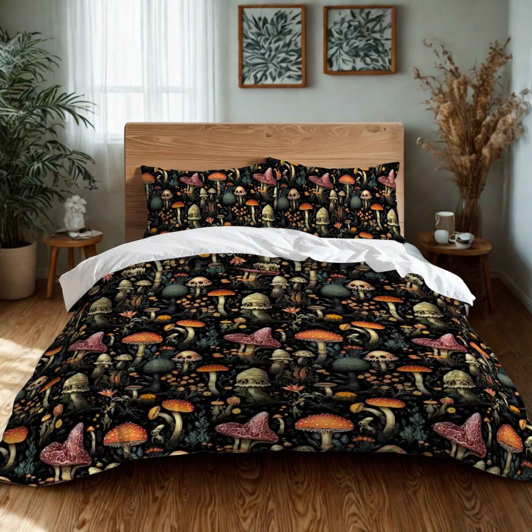 Mushroom Duvet Cover Set with Pillow Shams | Dark Dweller