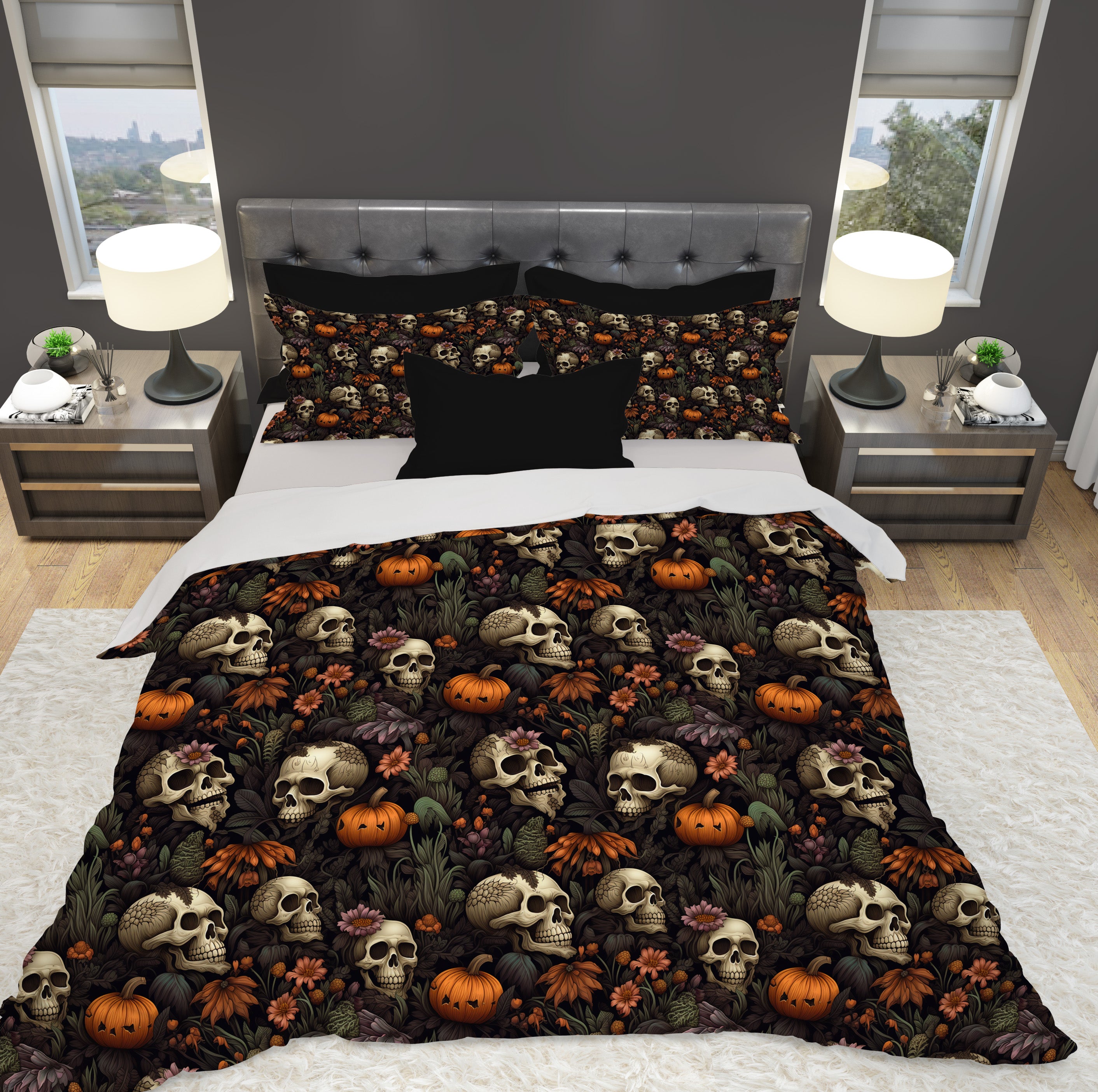 Dead Harvest Garden Duvet Cover with Pillow Shams, Microfiber