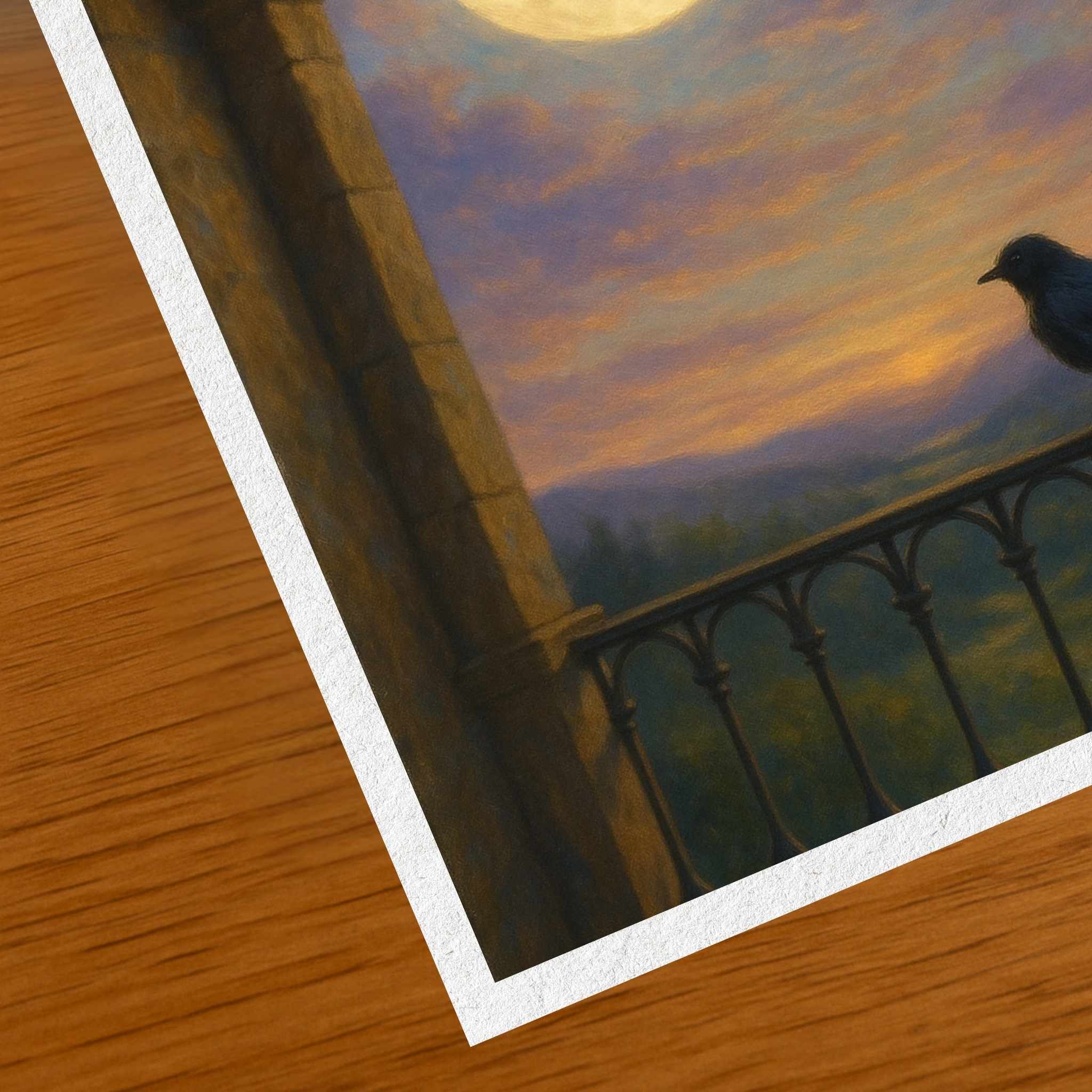Raven Moon Wall Art – Gothic Balcony Print | Duskkeeper