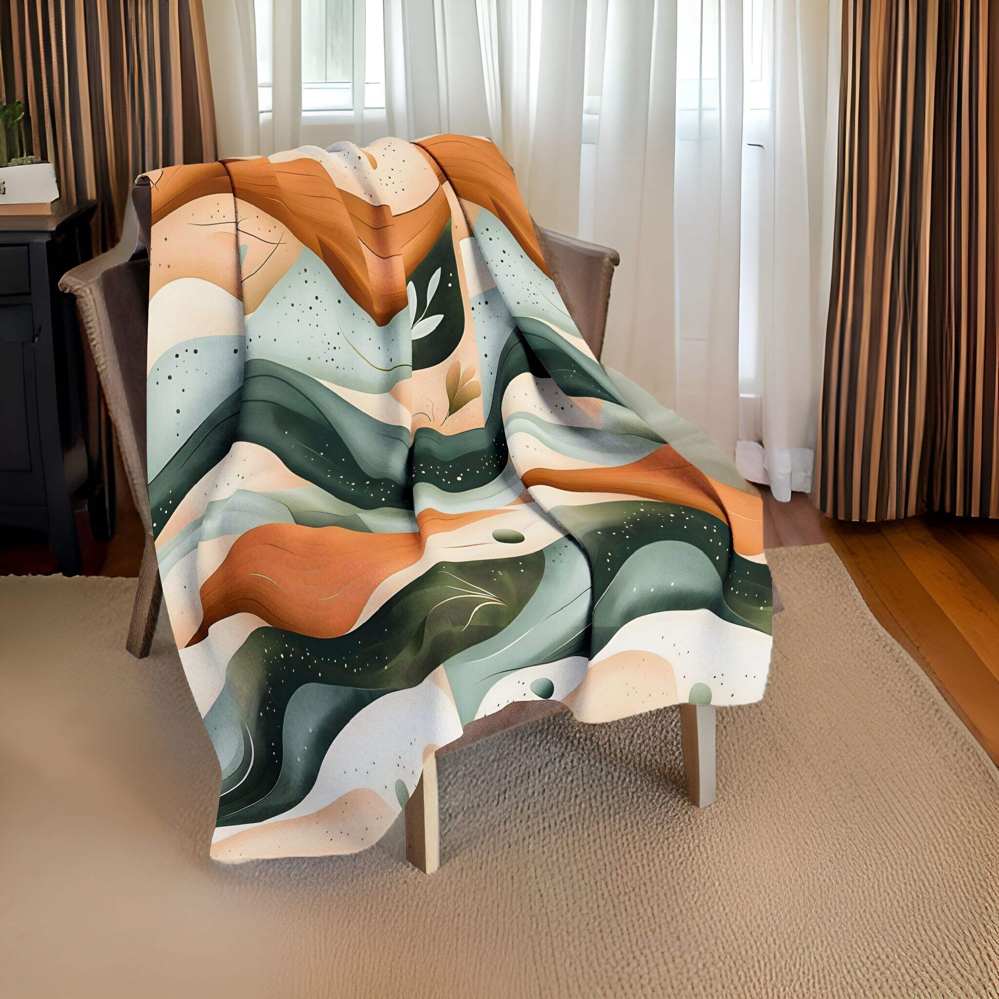 Earth Tides Throw Blanket: Bohemian Pastel Home Decor