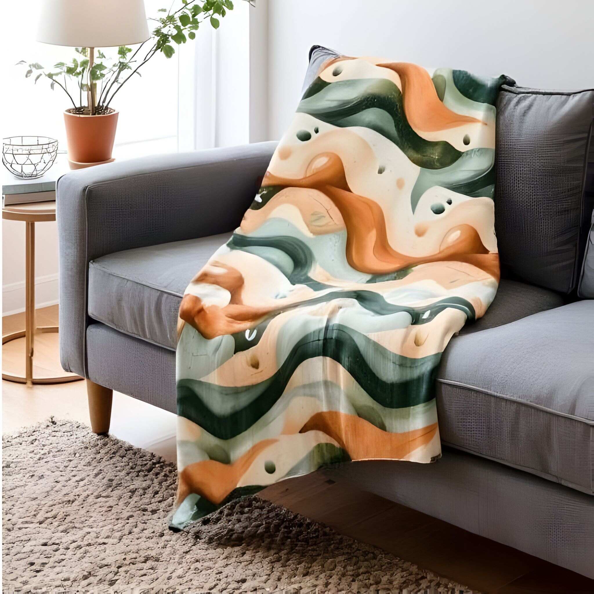 Earth Tides Throw Blanket: Bohemian Pastel Home Decor
