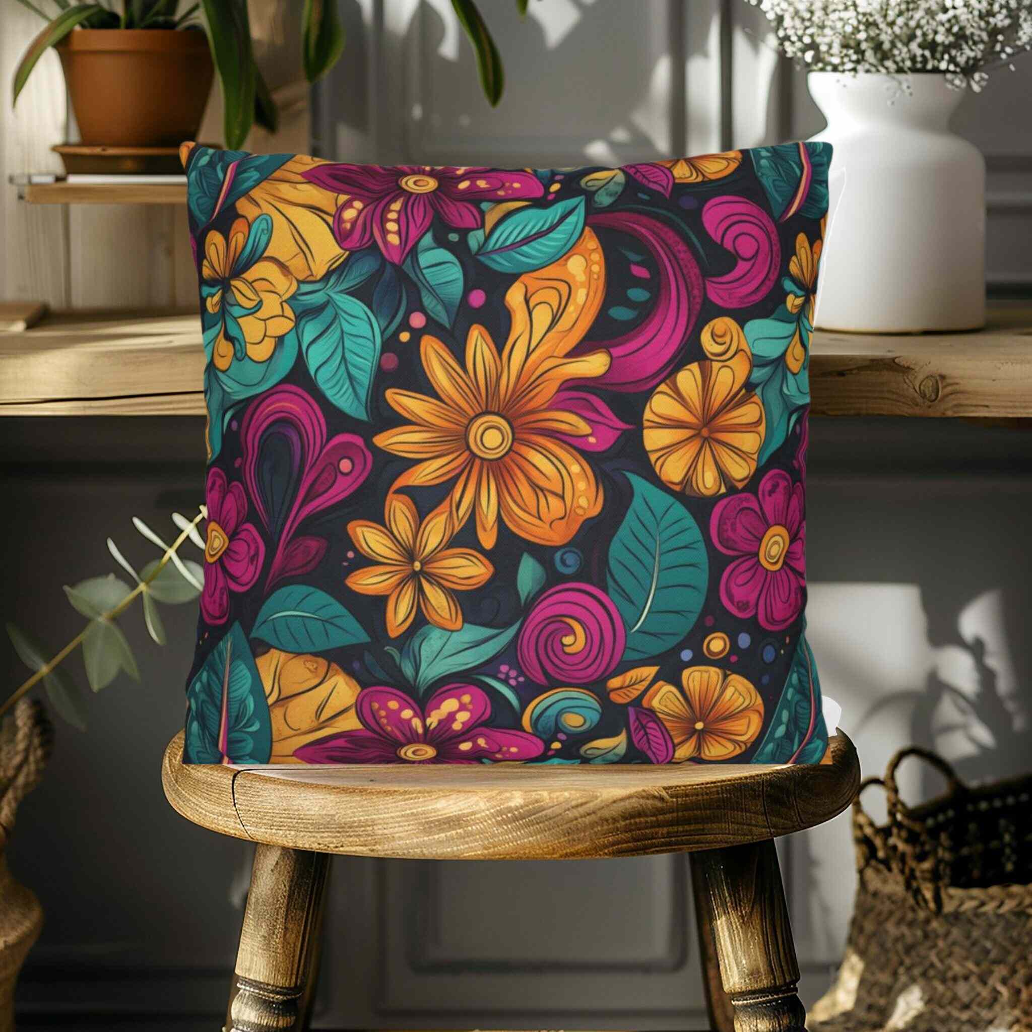 Floral Throw Pillow – Bright Home Decor | Electric Garden