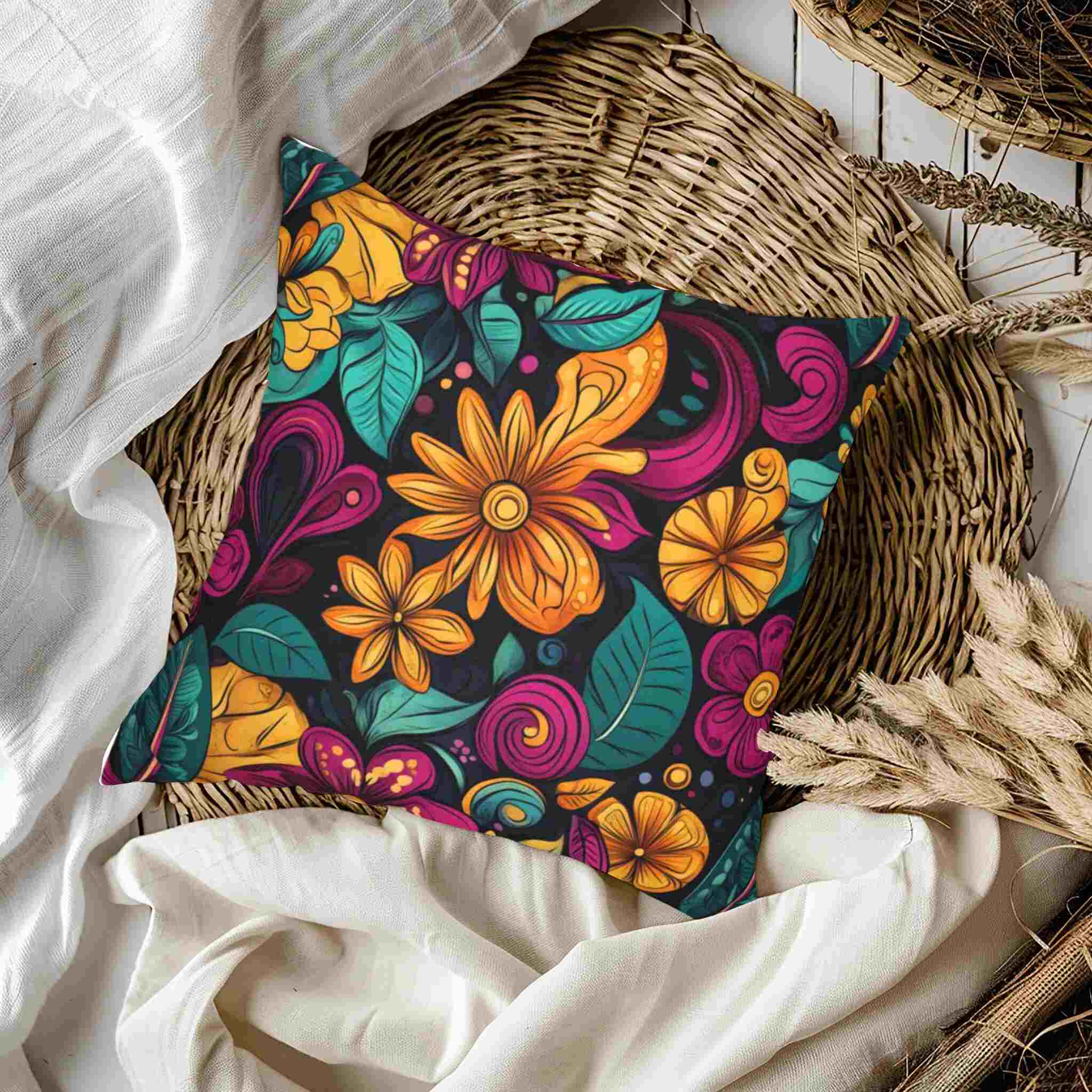 Floral Throw Pillow – Bright Home Decor | Electric Garden