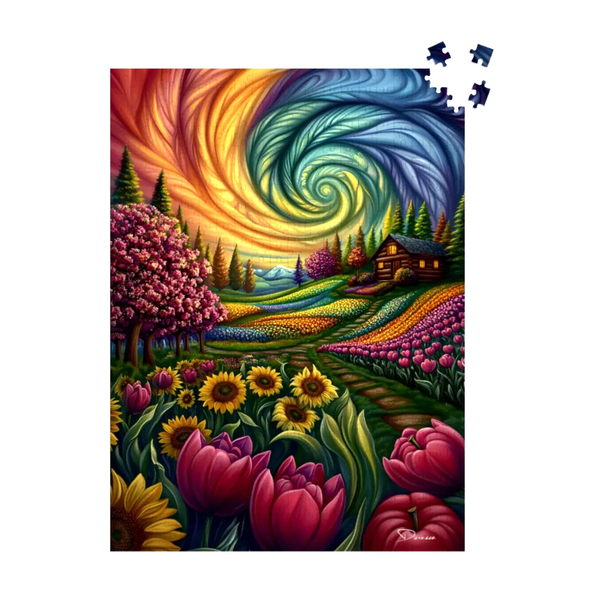 Spring Floral Jigsaw Puzzle - Whimsical Art | Elysian Breeze