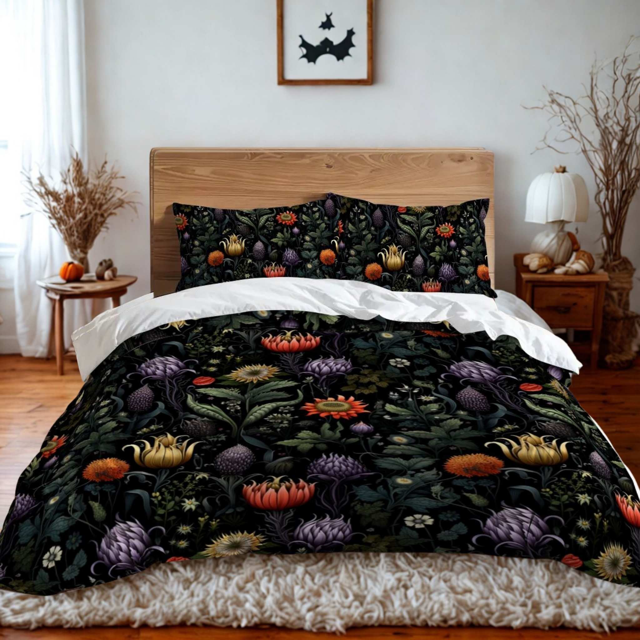 Floral Microfiber Duvet Cover Set | Enchanted Autumn