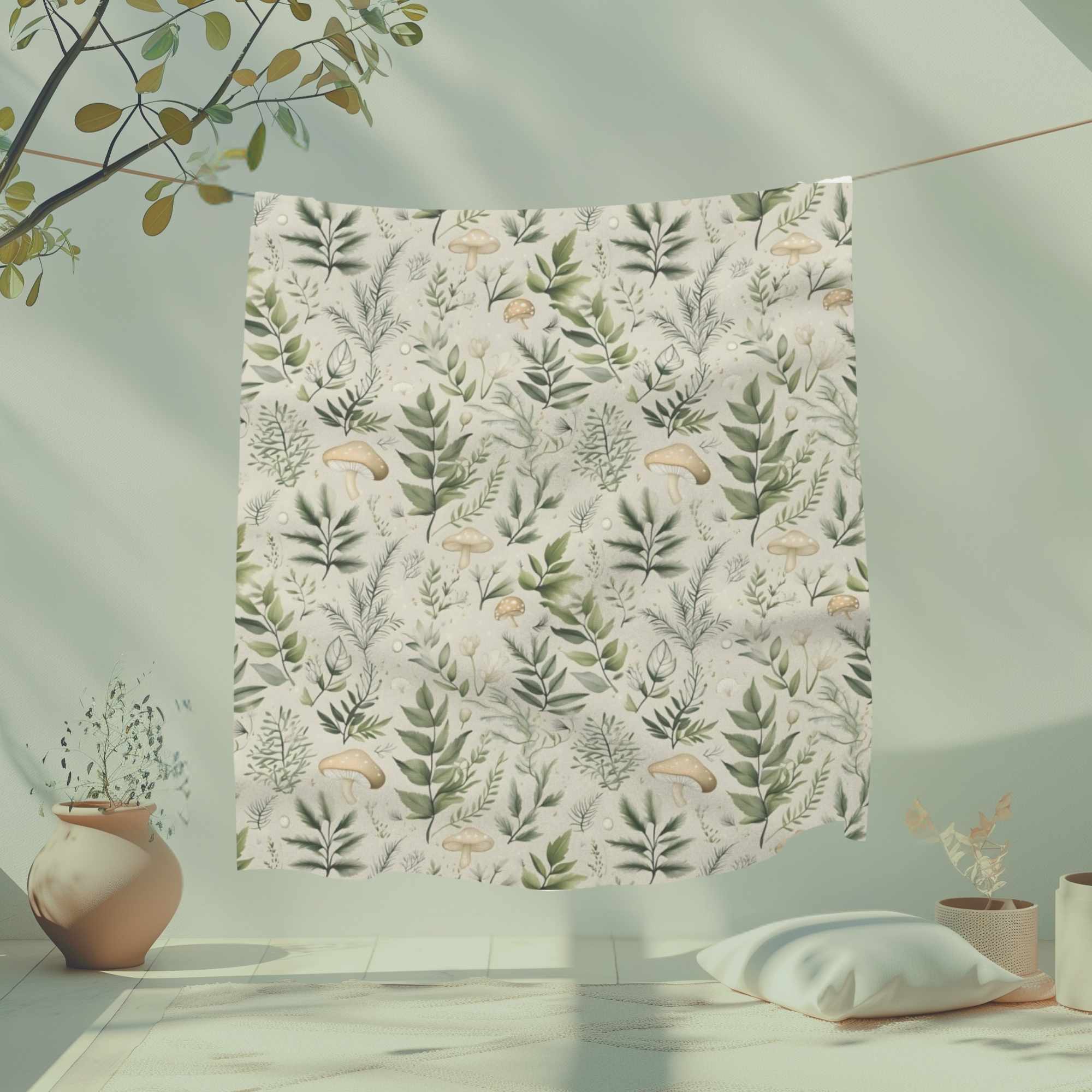 Mushroom Leaf Blanket - Cozy Earthy Throw | Fernwood Dreams