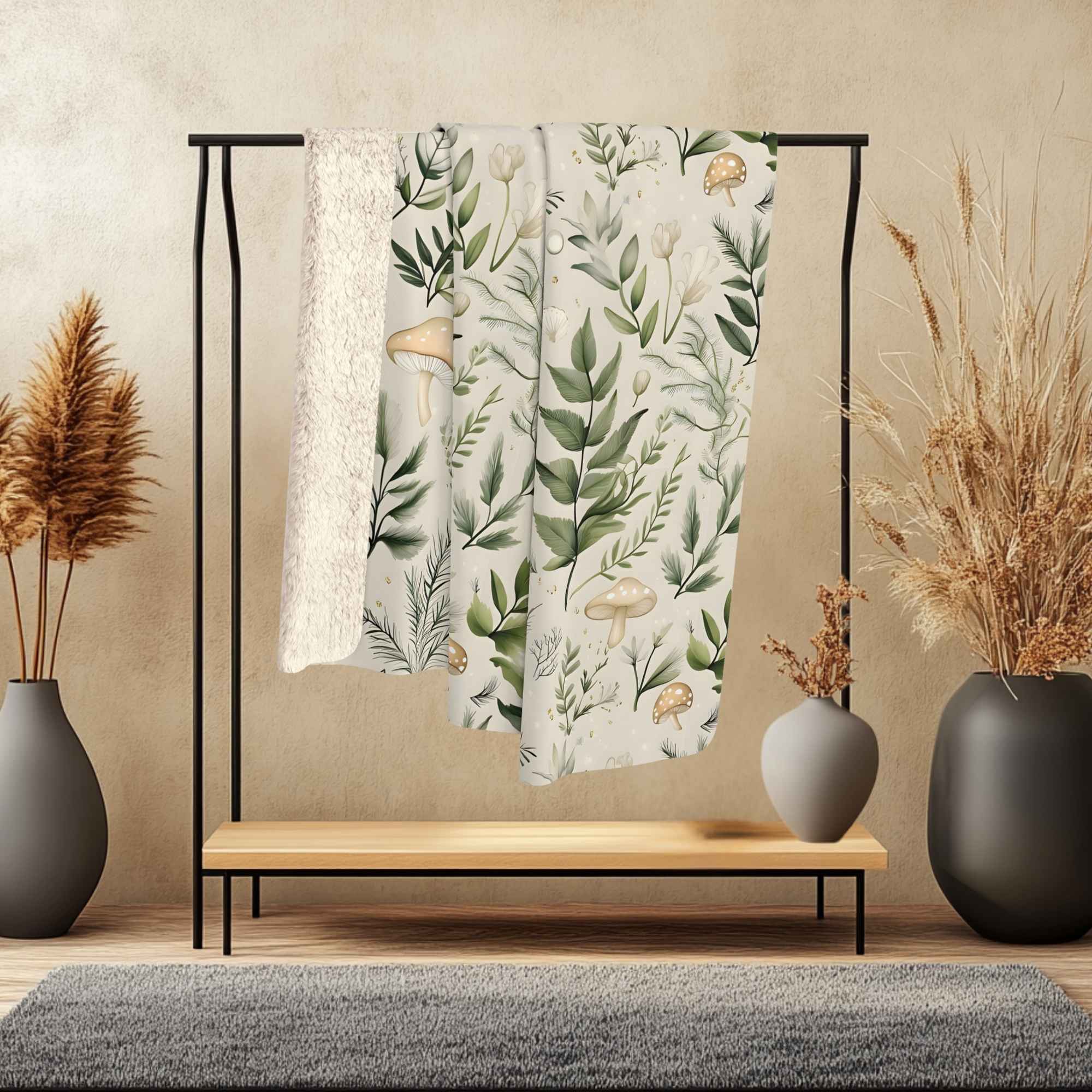 Mushroom Leaf Blanket - Cozy Earthy Throw | Fernwood Dreams