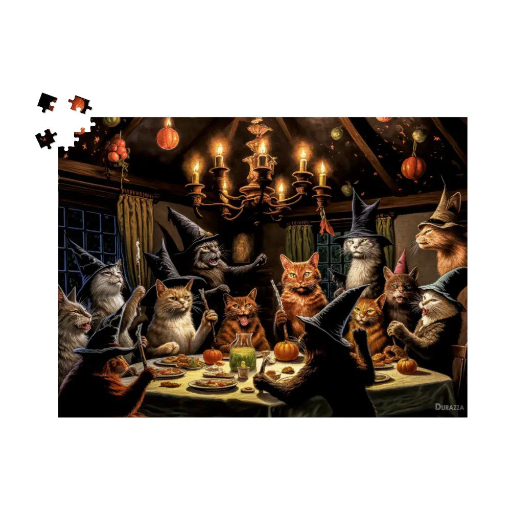 Feline Coven Fiesta Wooden Jigsaw Puzzle 500 / 1000 piece