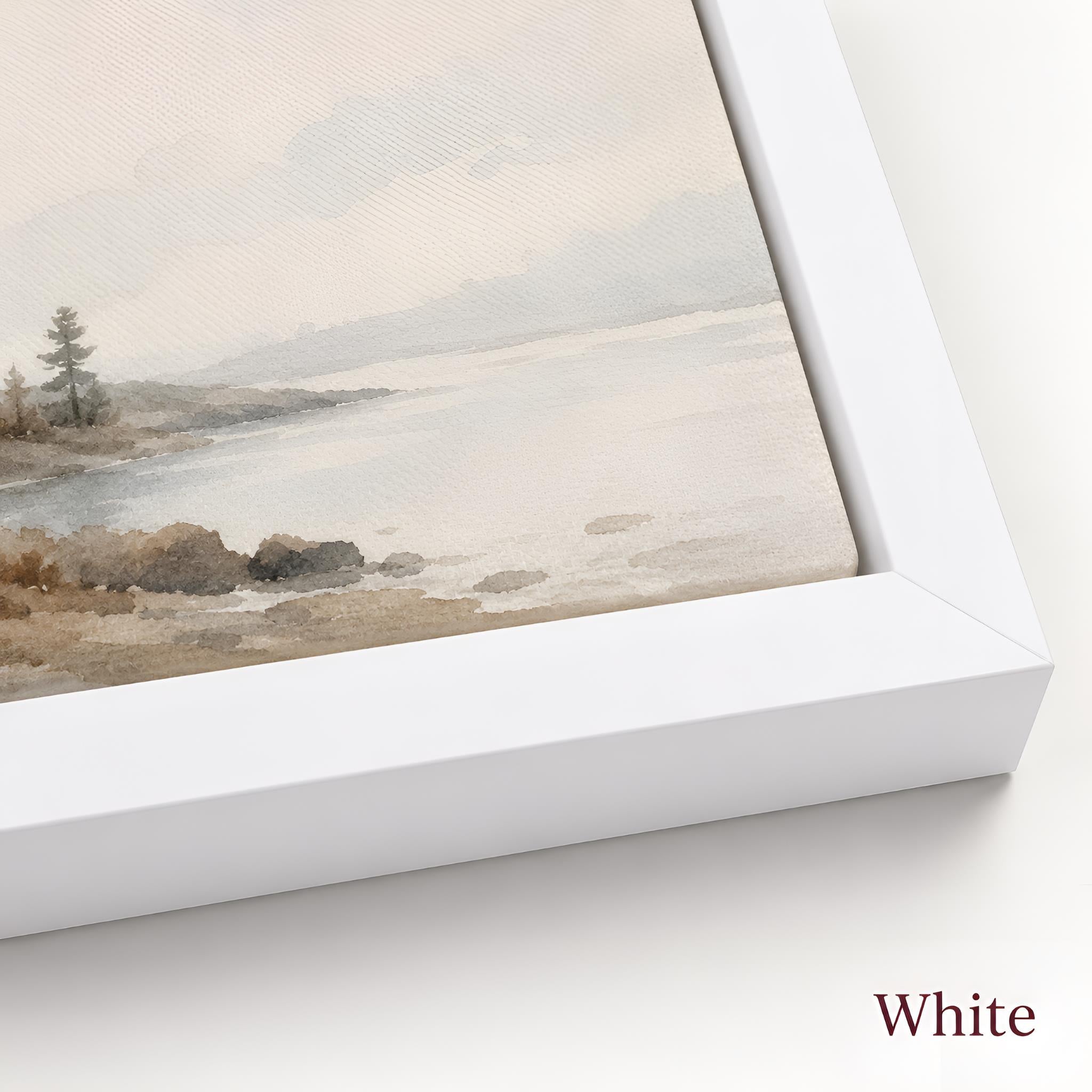 White floating framed stretched canvas corner detail.