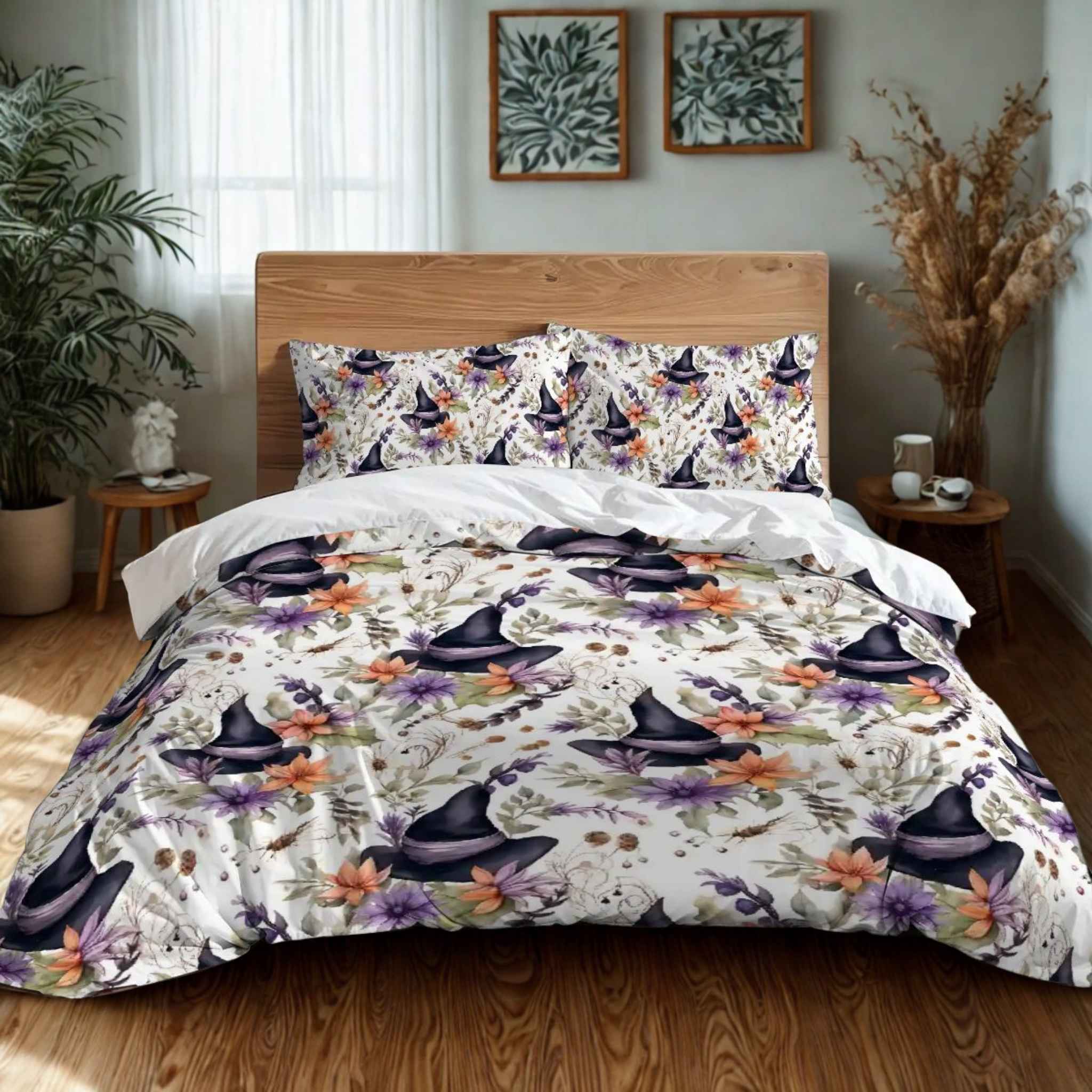 Mystical Watercolor Duvet Cover: Microfiber | Floral Witch