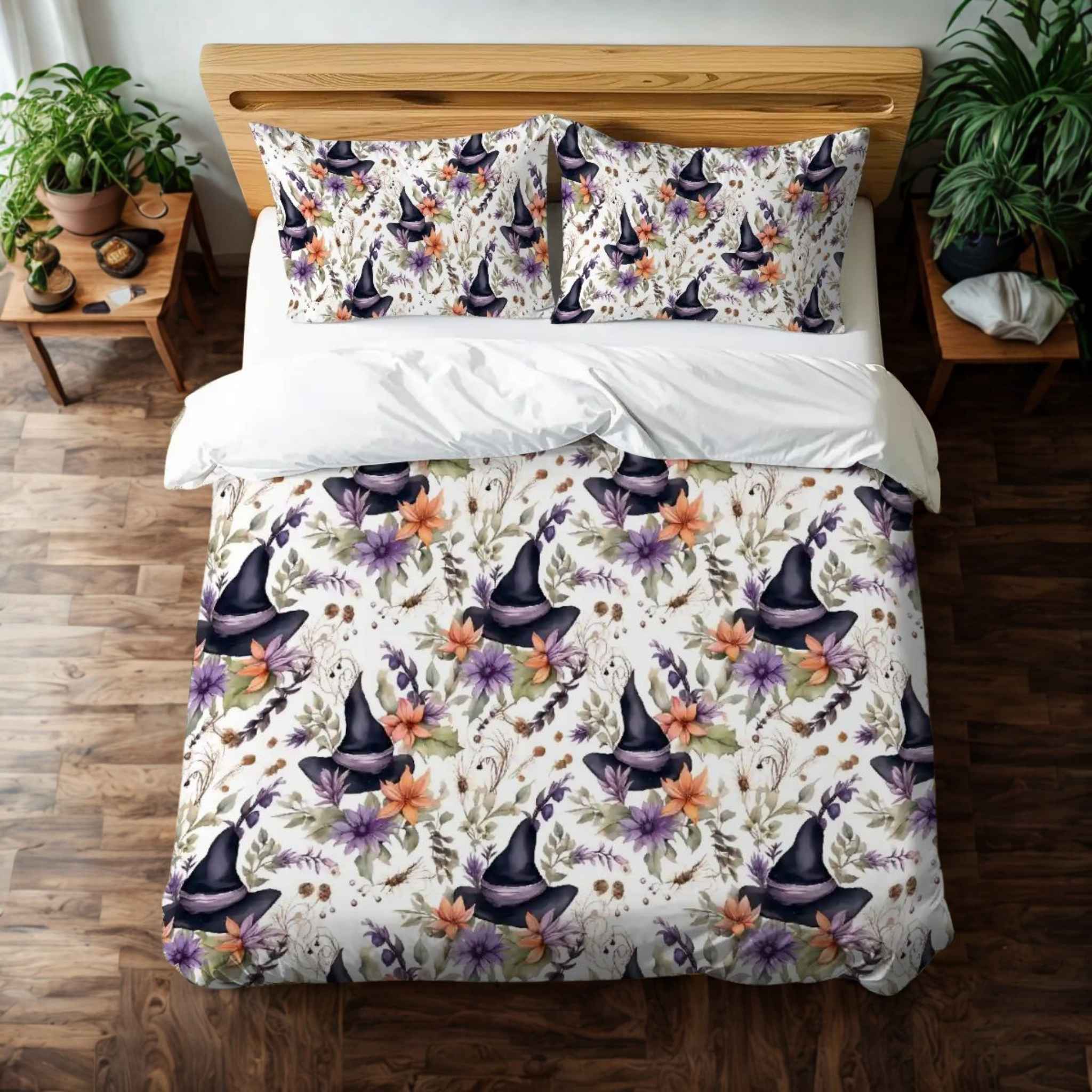 Mystical Watercolor Duvet Cover: Microfiber | Floral Witch