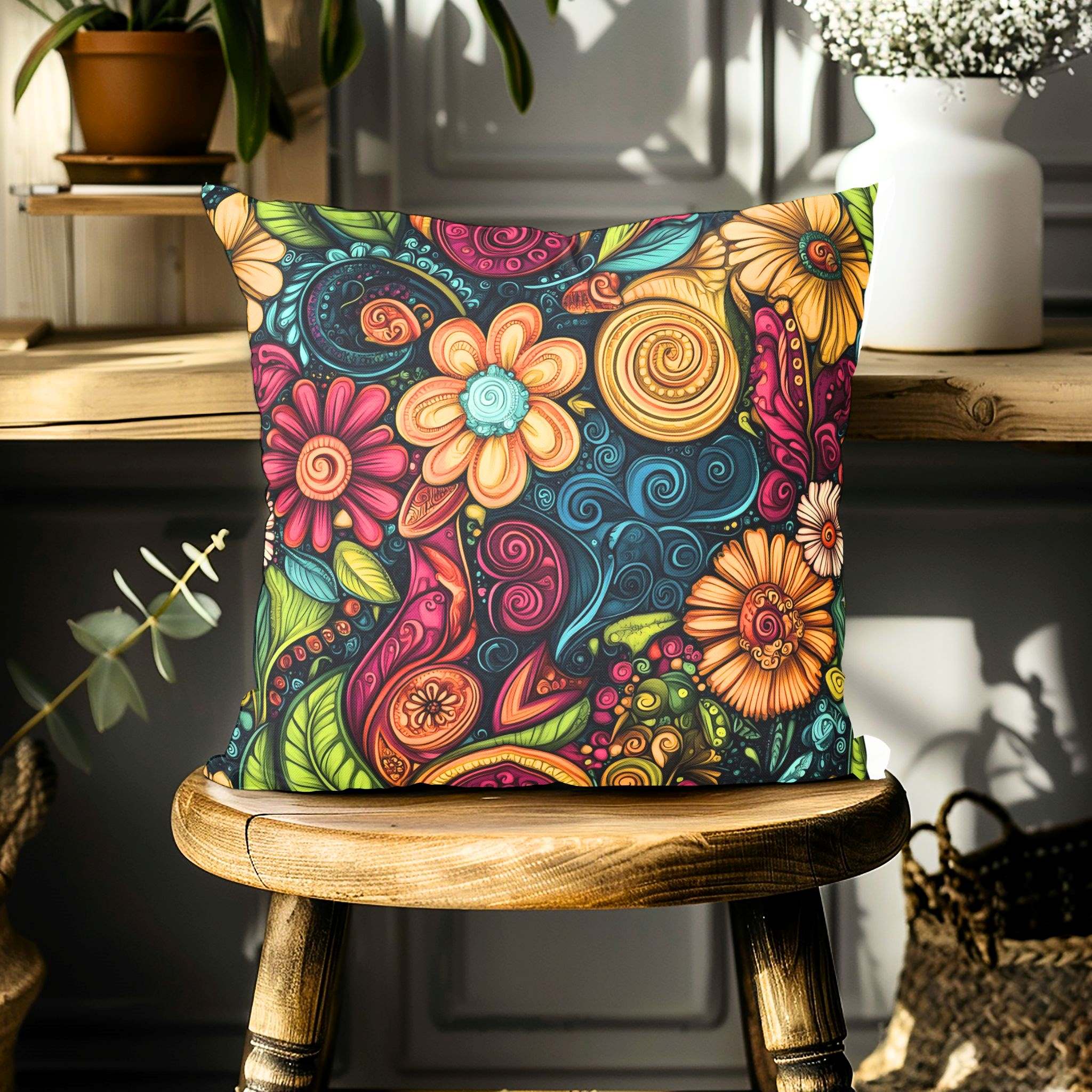 Paisley Throw Pillow: Eclectic Decor | Flower Frenzy