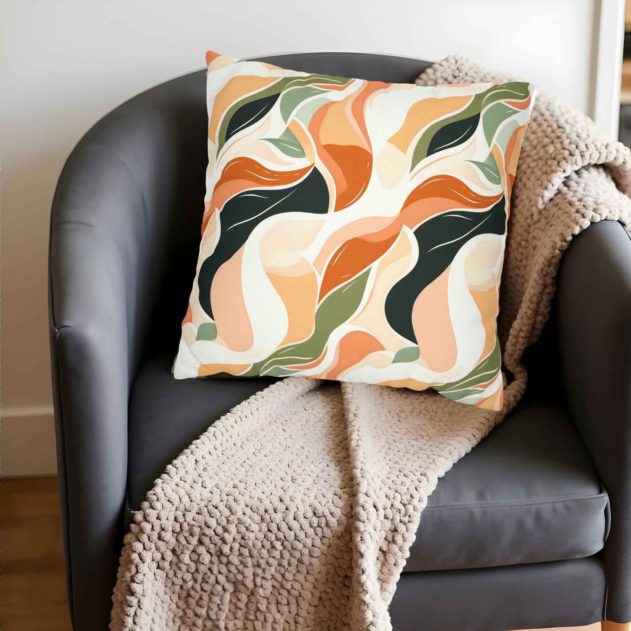 Abstract Throw Pillow – Bohemian Earth Tones | Flowing Earth