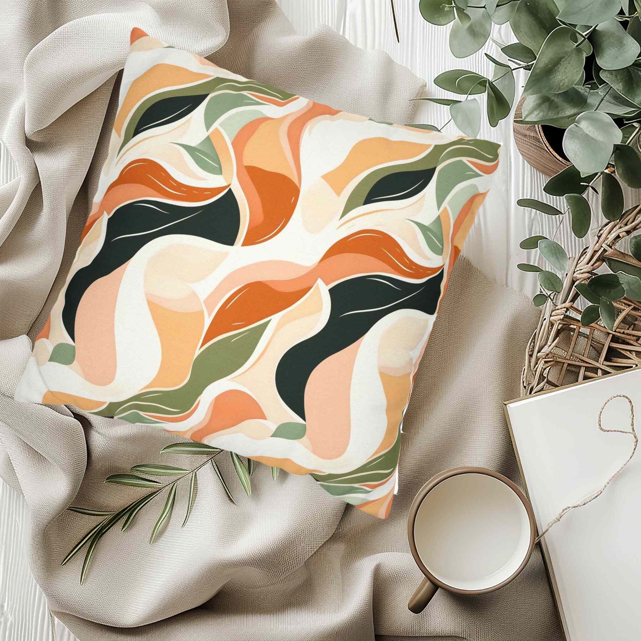 Abstract Throw Pillow – Bohemian Earth Tones | Flowing Earth