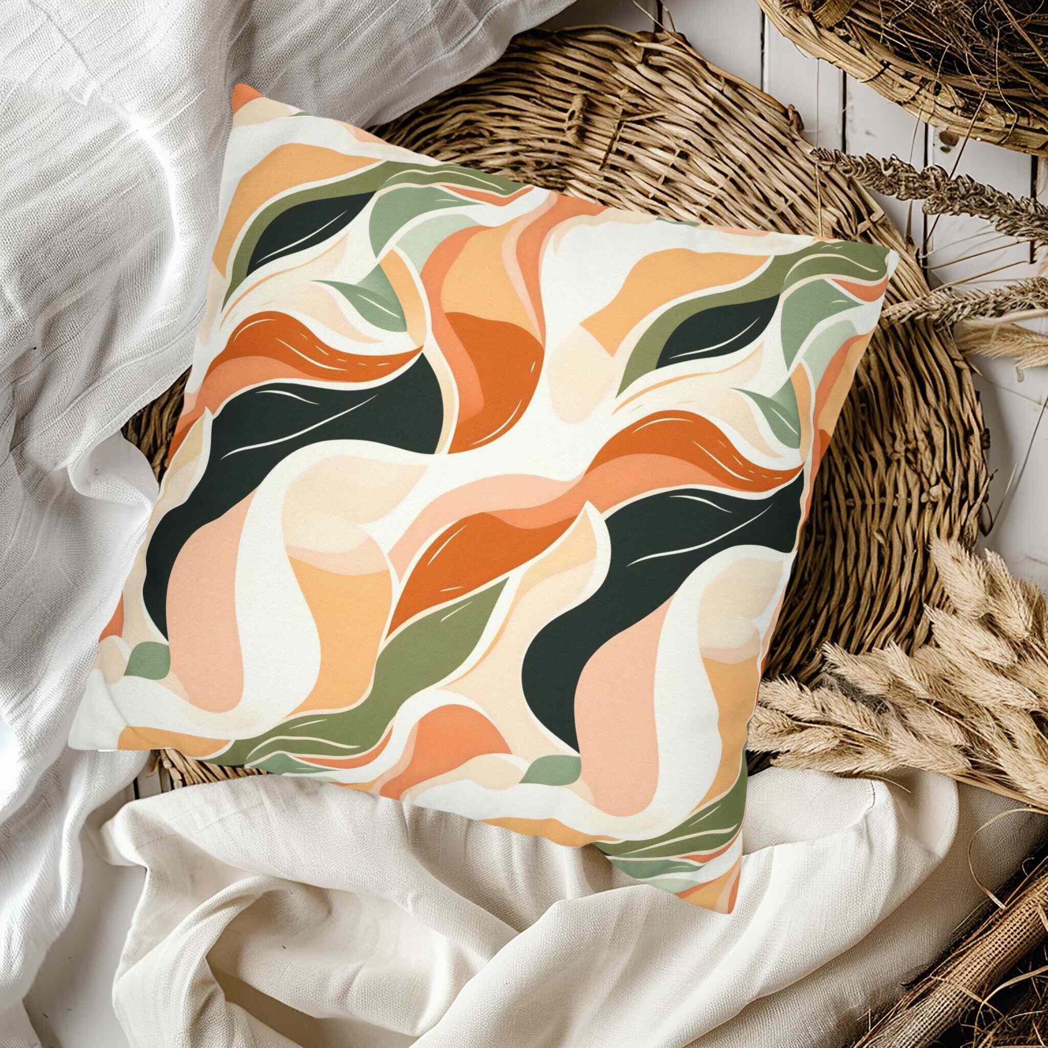 Abstract Throw Pillow – Bohemian Earth Tones | Flowing Earth