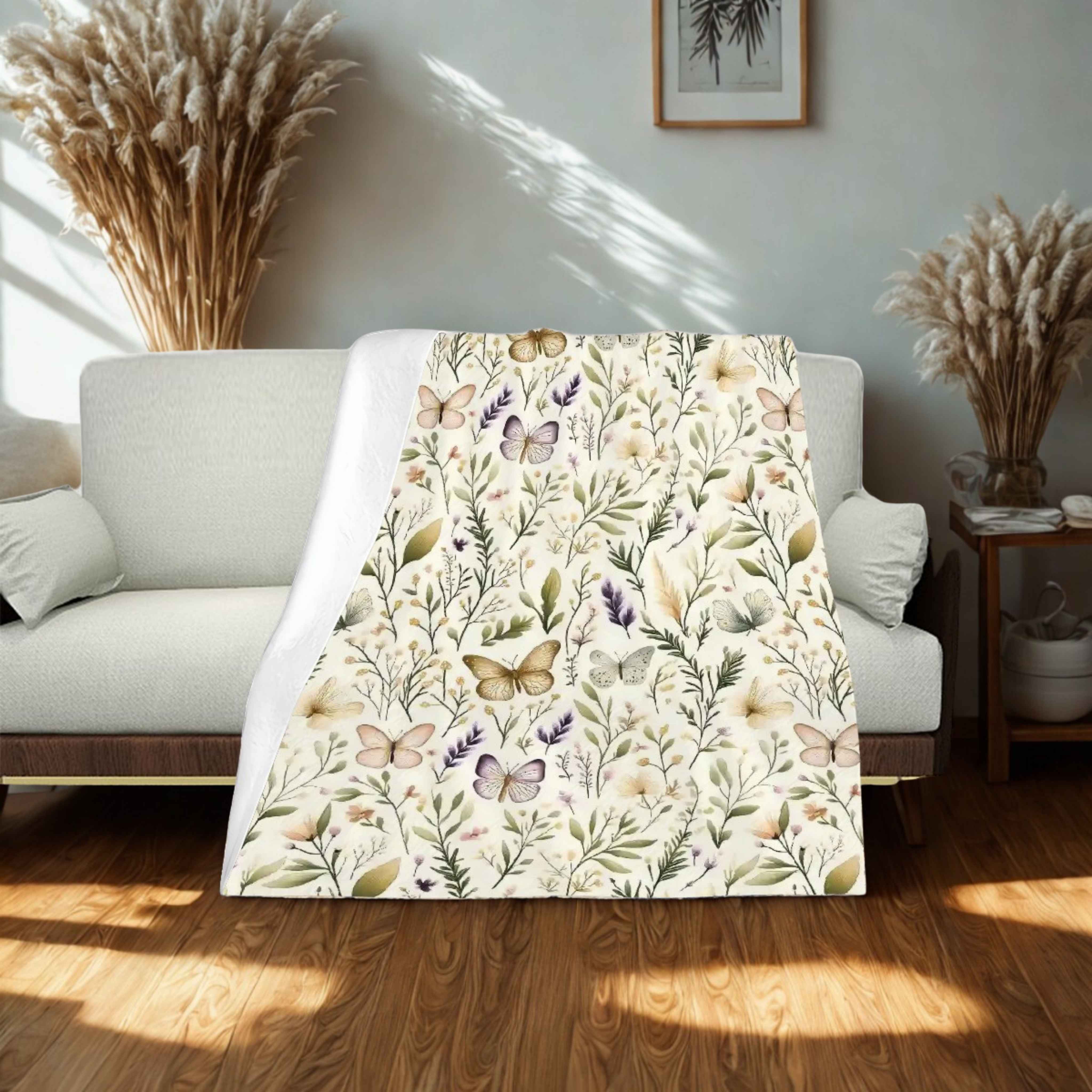 Butterfly Throw Blanket: Cottagecore Decor | Flutter Blooms