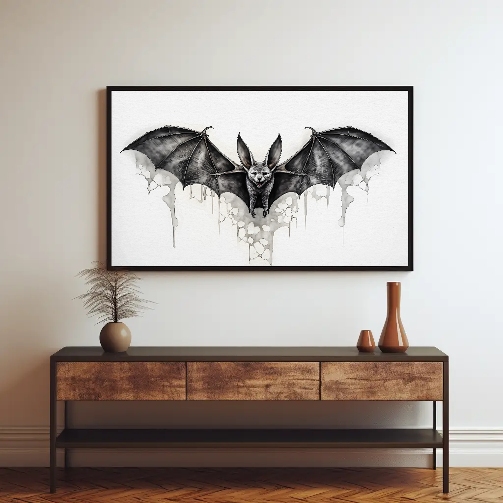 Flying Bat Watercolor Painting: Nocturnal Creatures