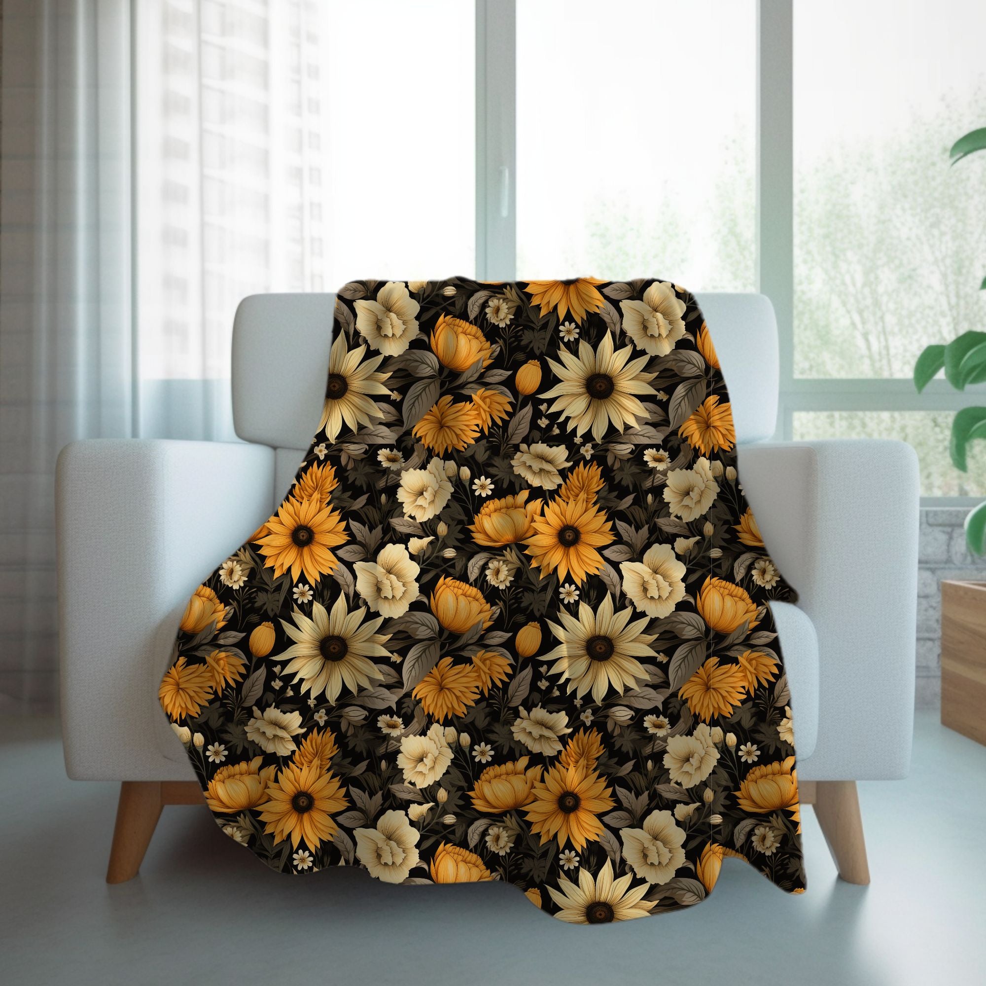 Autumn Floral Blanket: Cozy Fall Decor | Forbidden Sunflower