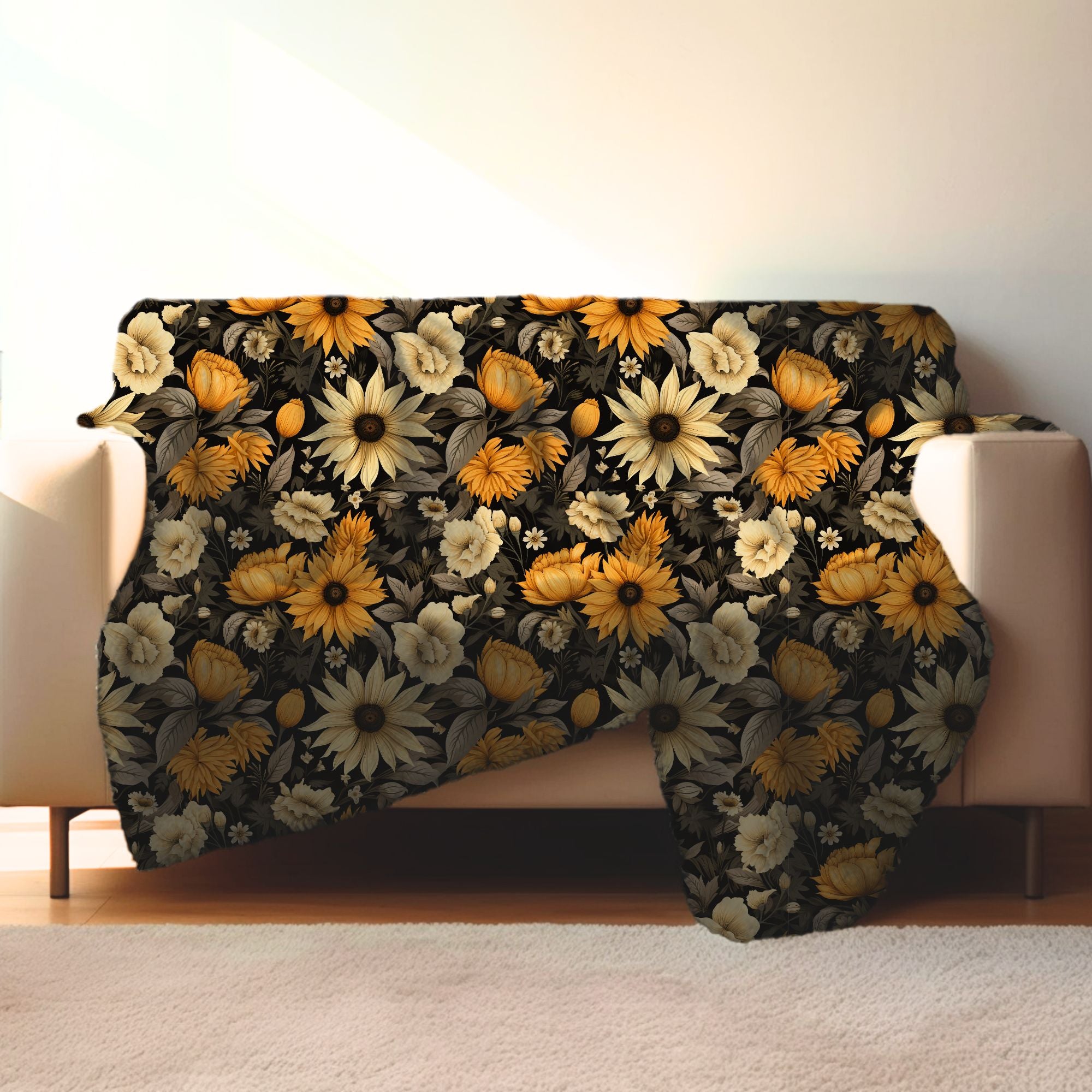 Autumn Floral Blanket: Cozy Fall Decor | Forbidden Sunflower