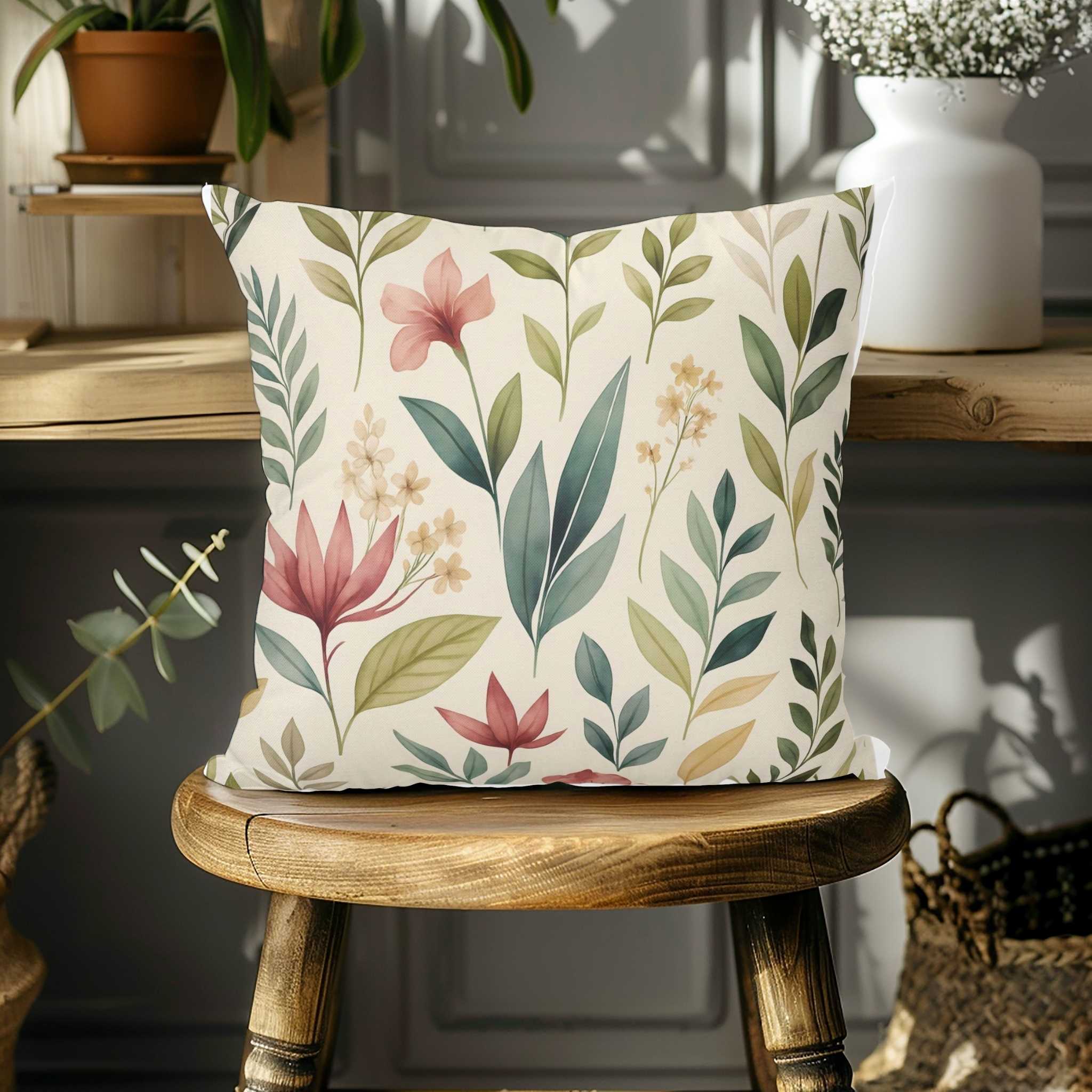 Floral Throw Pillow – Watercolor Botanical | Garden Reverie