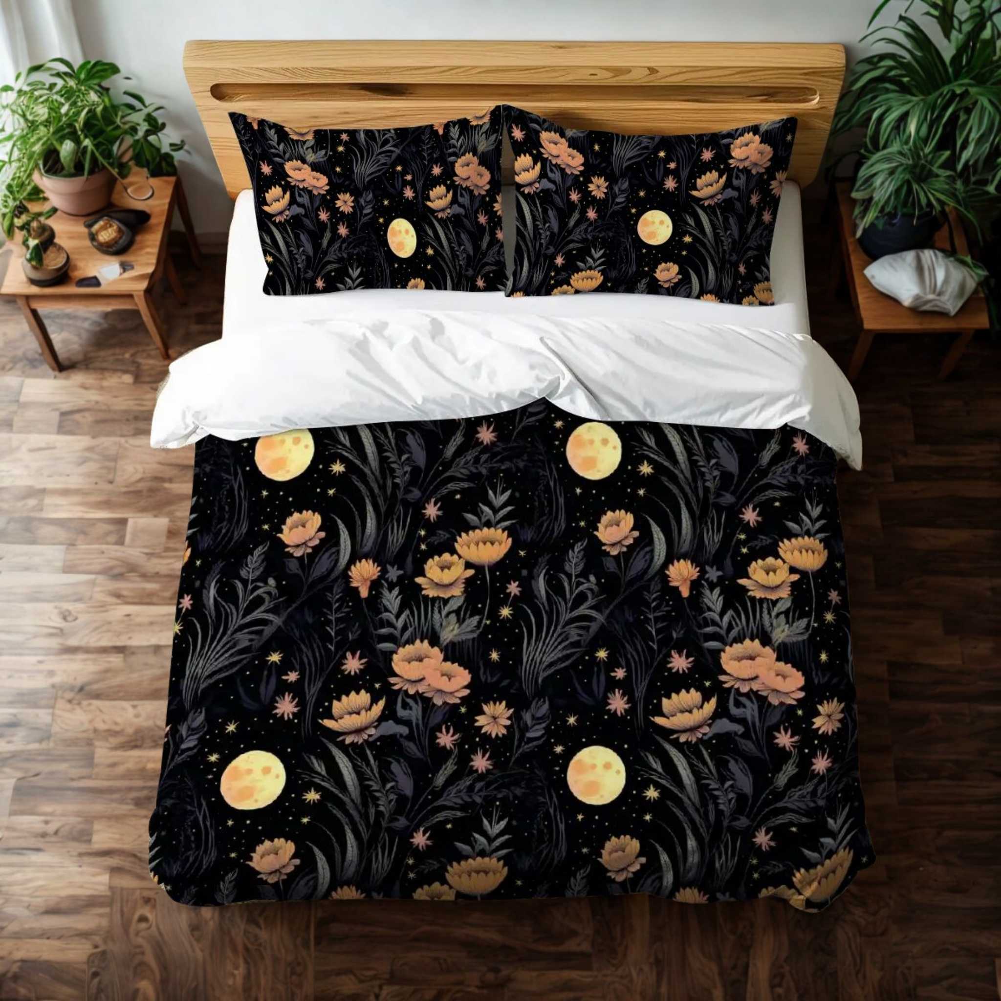 Floral Duvet Cover Set with Pillow Shams | Garden of Shadows