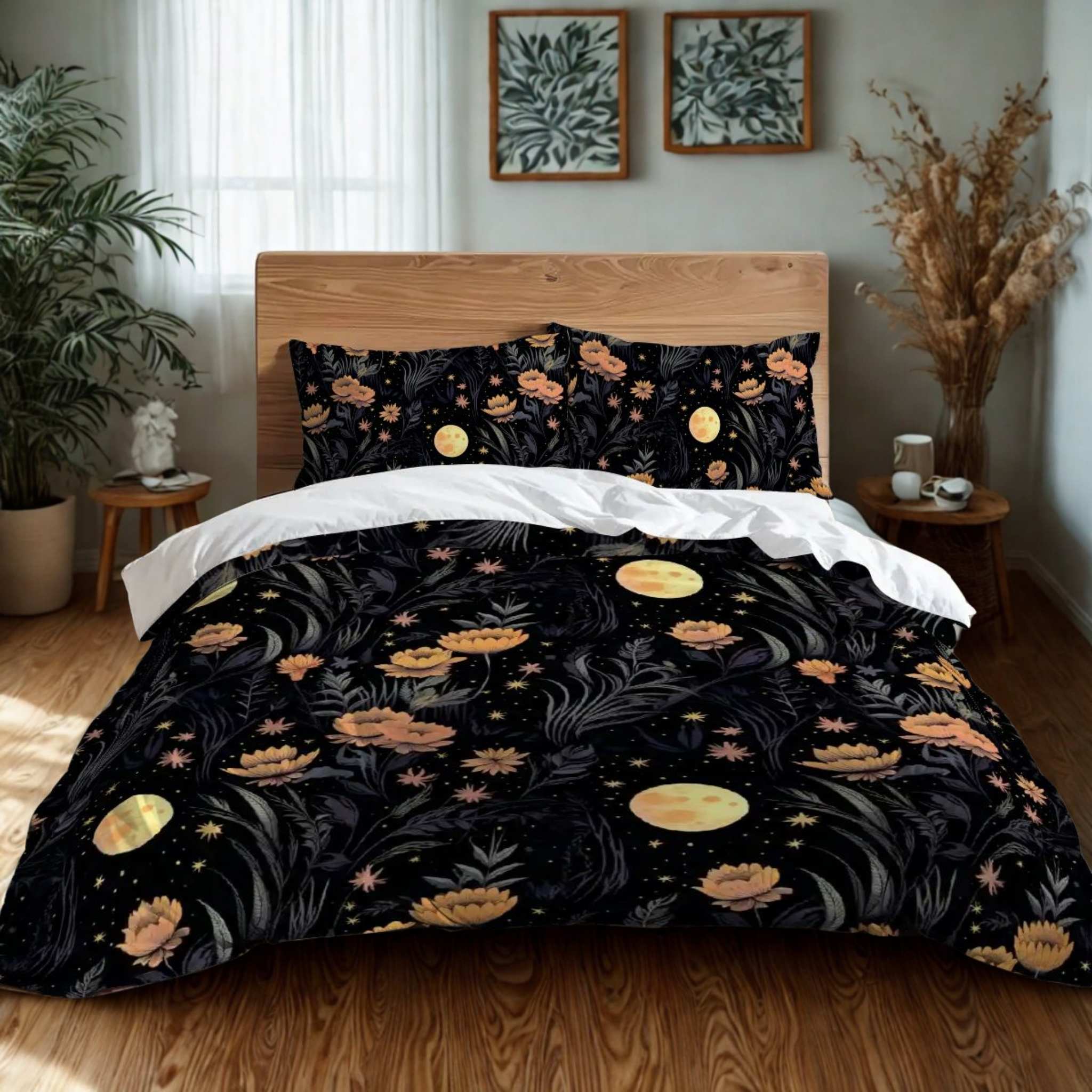 Floral Duvet Cover Set with Pillow Shams | Garden of Shadows