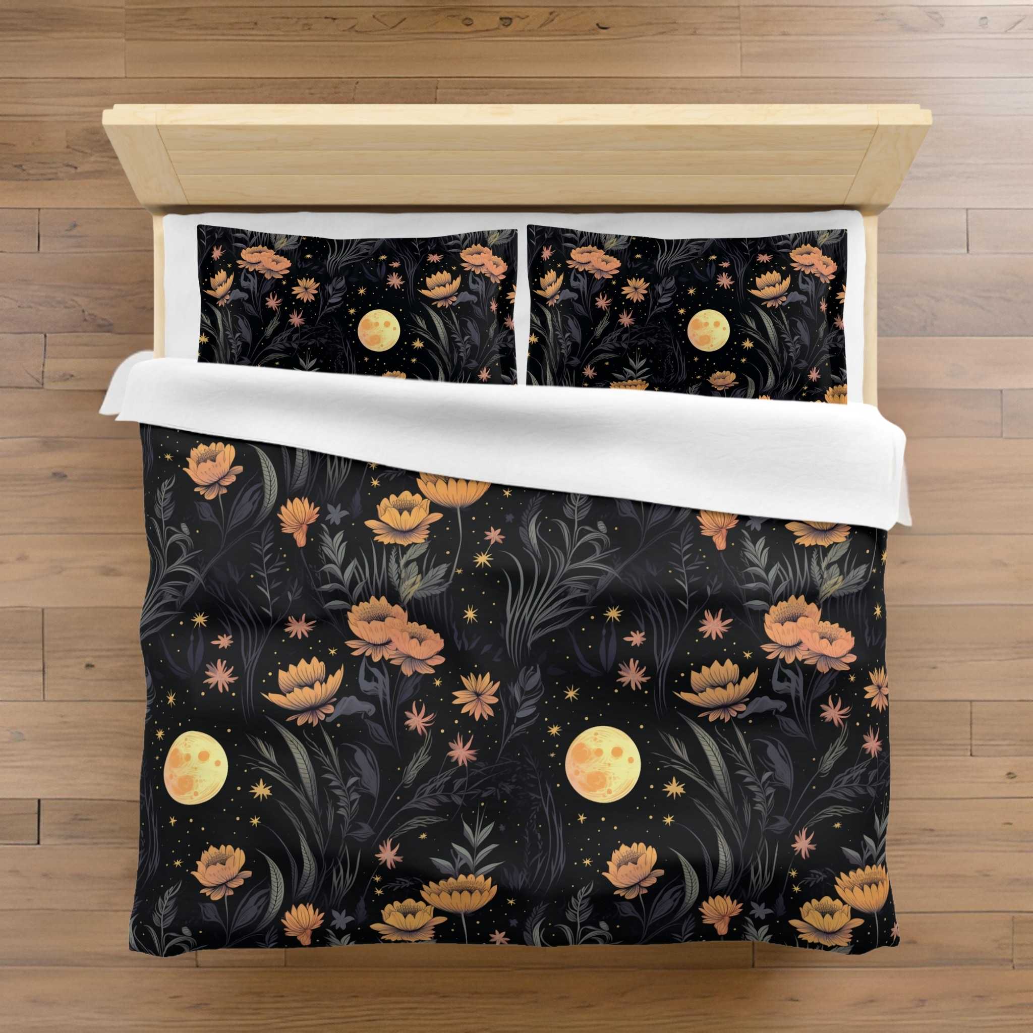 Floral Duvet Cover Set with Pillow Shams | Garden of Shadows