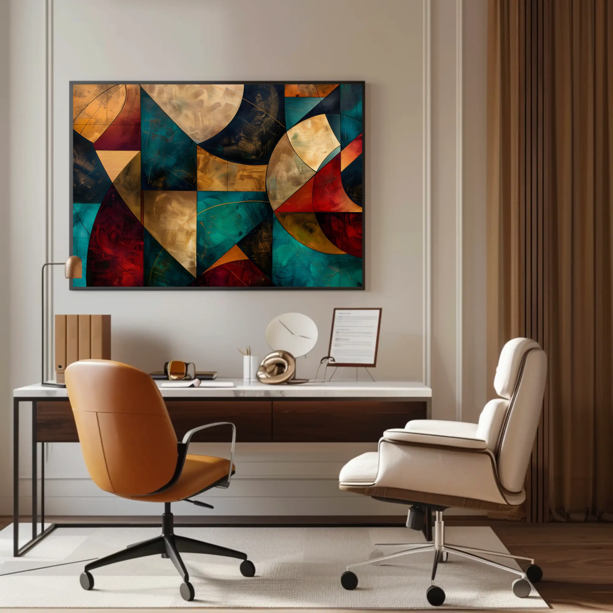 Geometric Joy Christmas Wall Art: Abstract Decor
