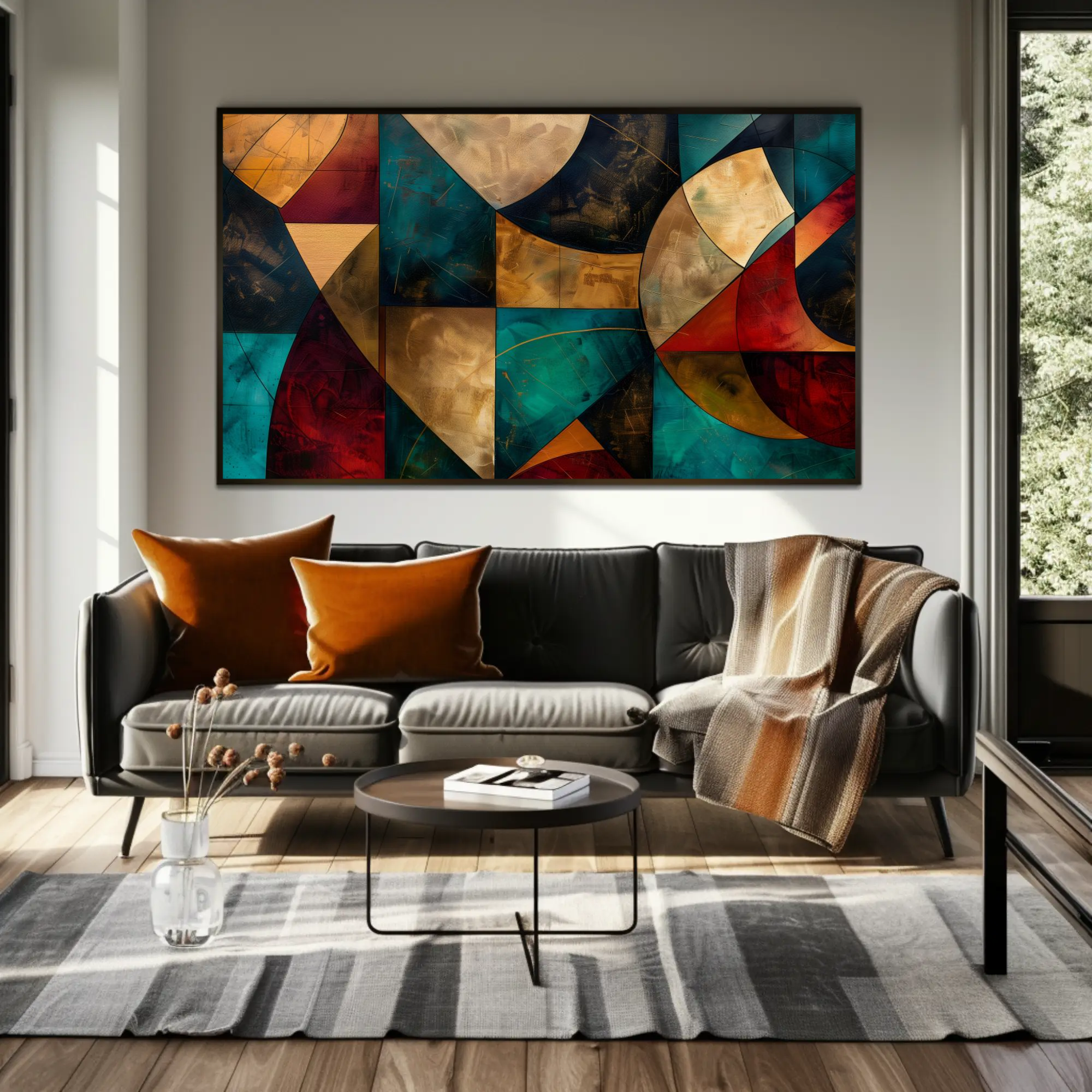 Geometric Joy Christmas Wall Art: Abstract Decor