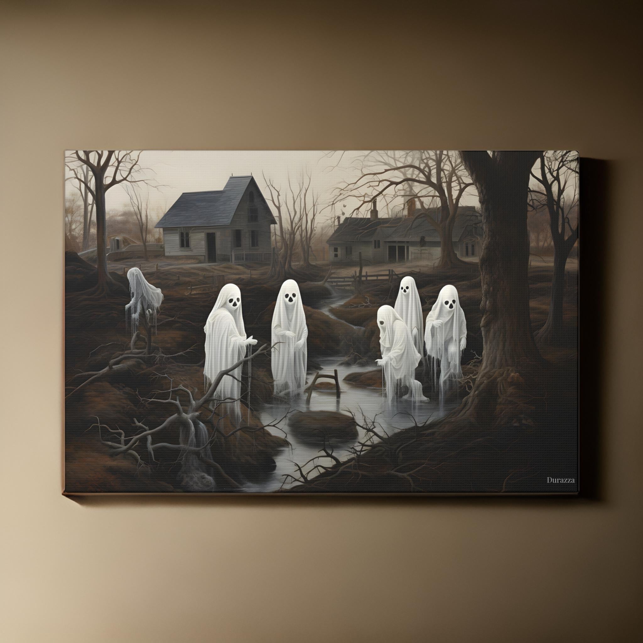 Ghosts in Rural America Satin Art Print: Haunting Macabre