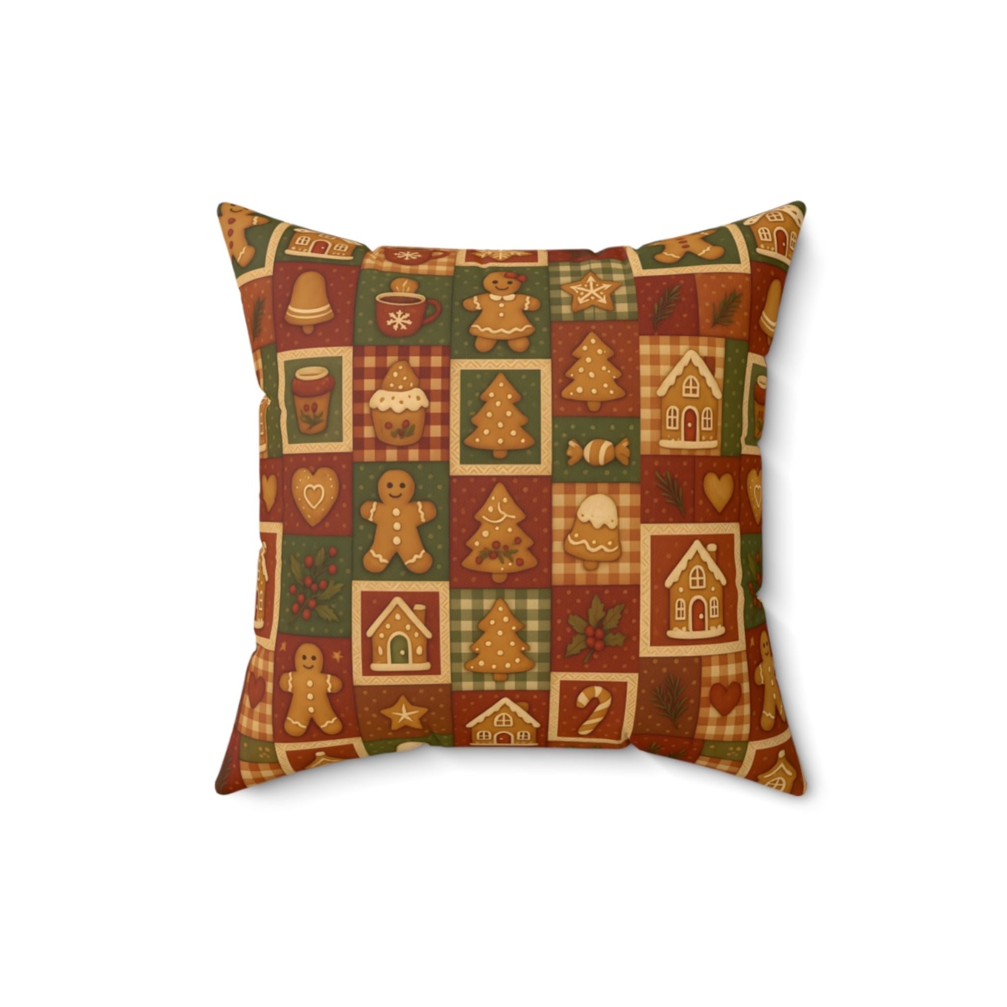 Gingerbread Pillow – Faux Suede Holiday Patchwork | Gingerly