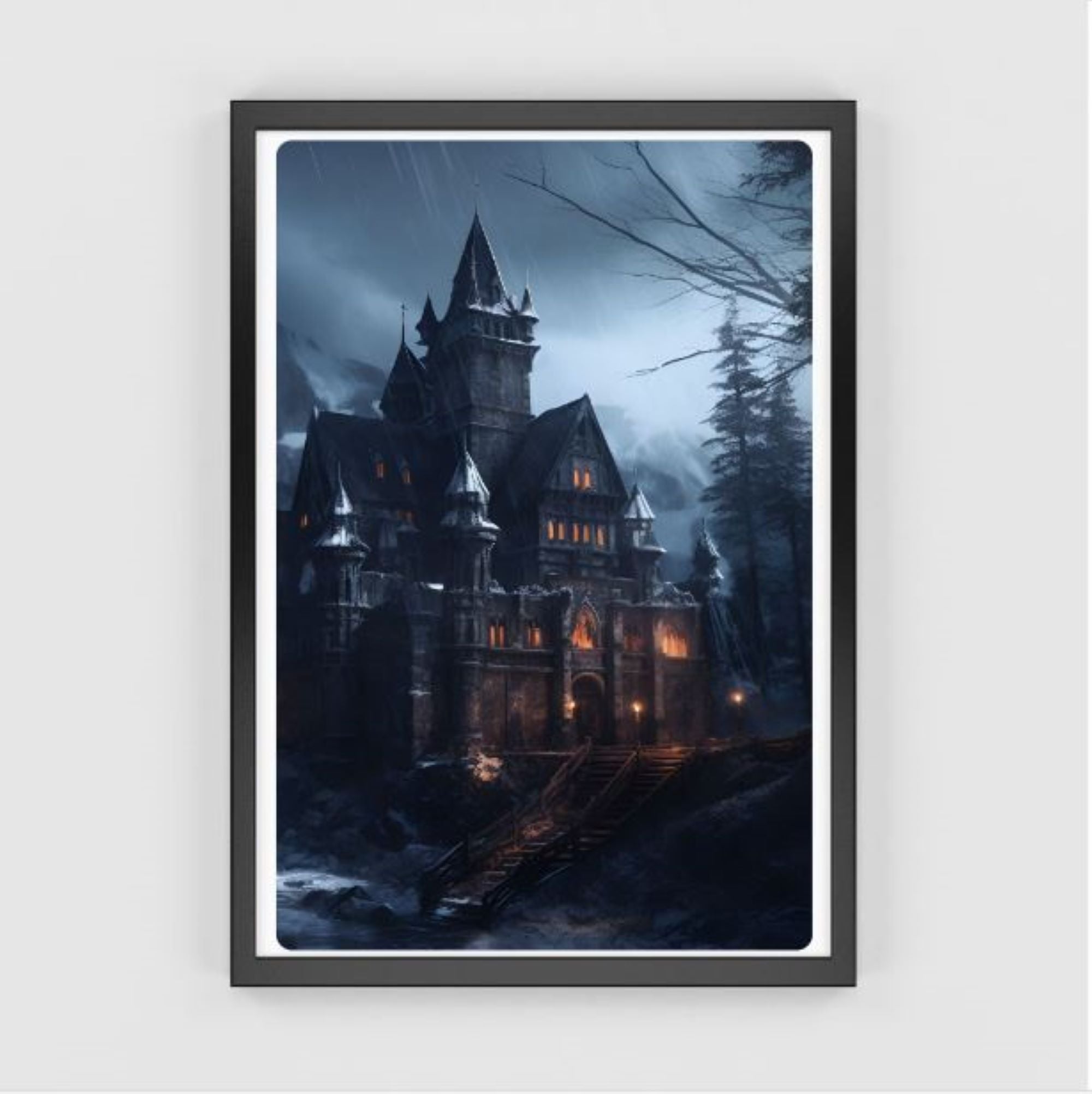 Gloomy Haunted Castle Poster Wall Art