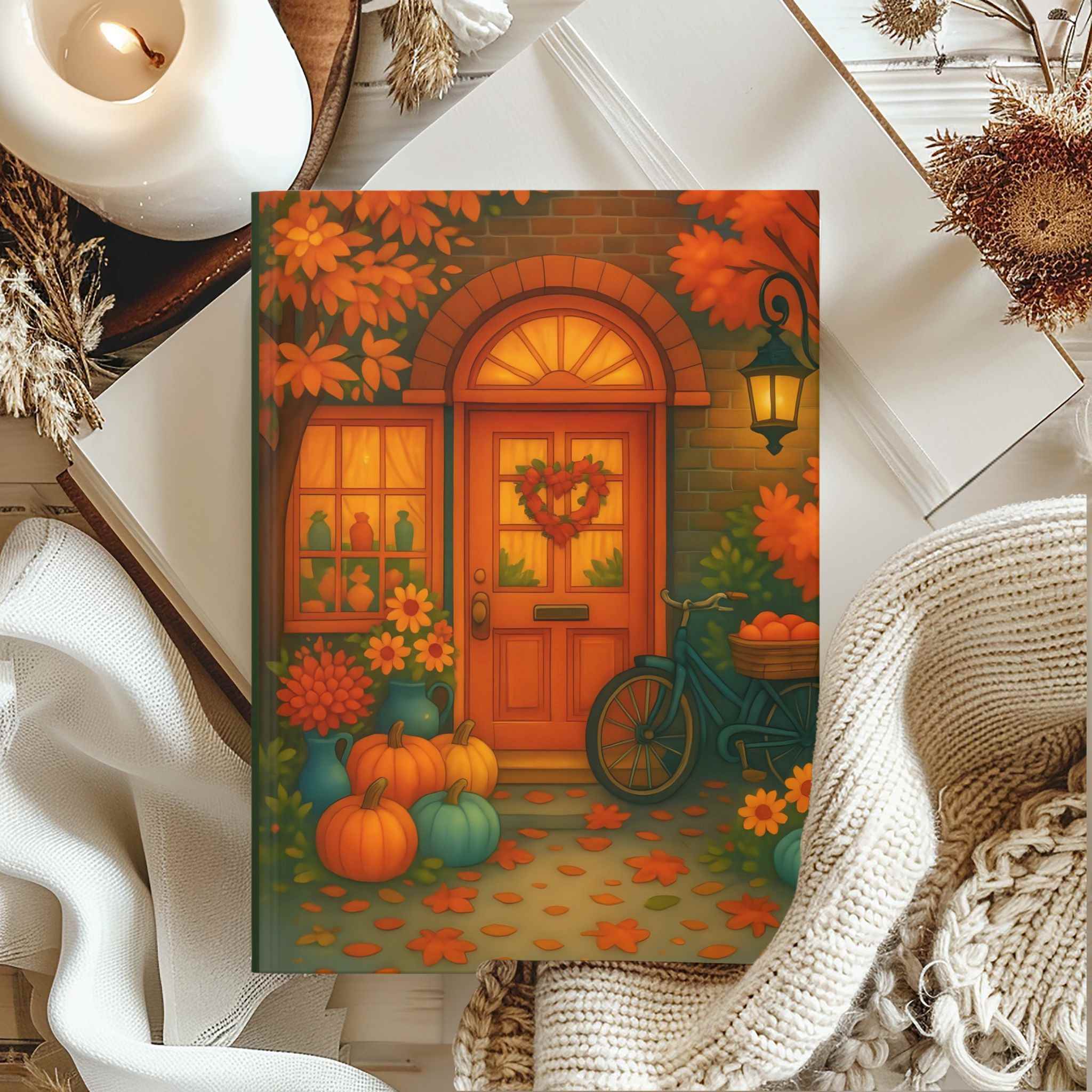 Autumn Door Journal – Storybook Pumpkin Scene | Golden Entry