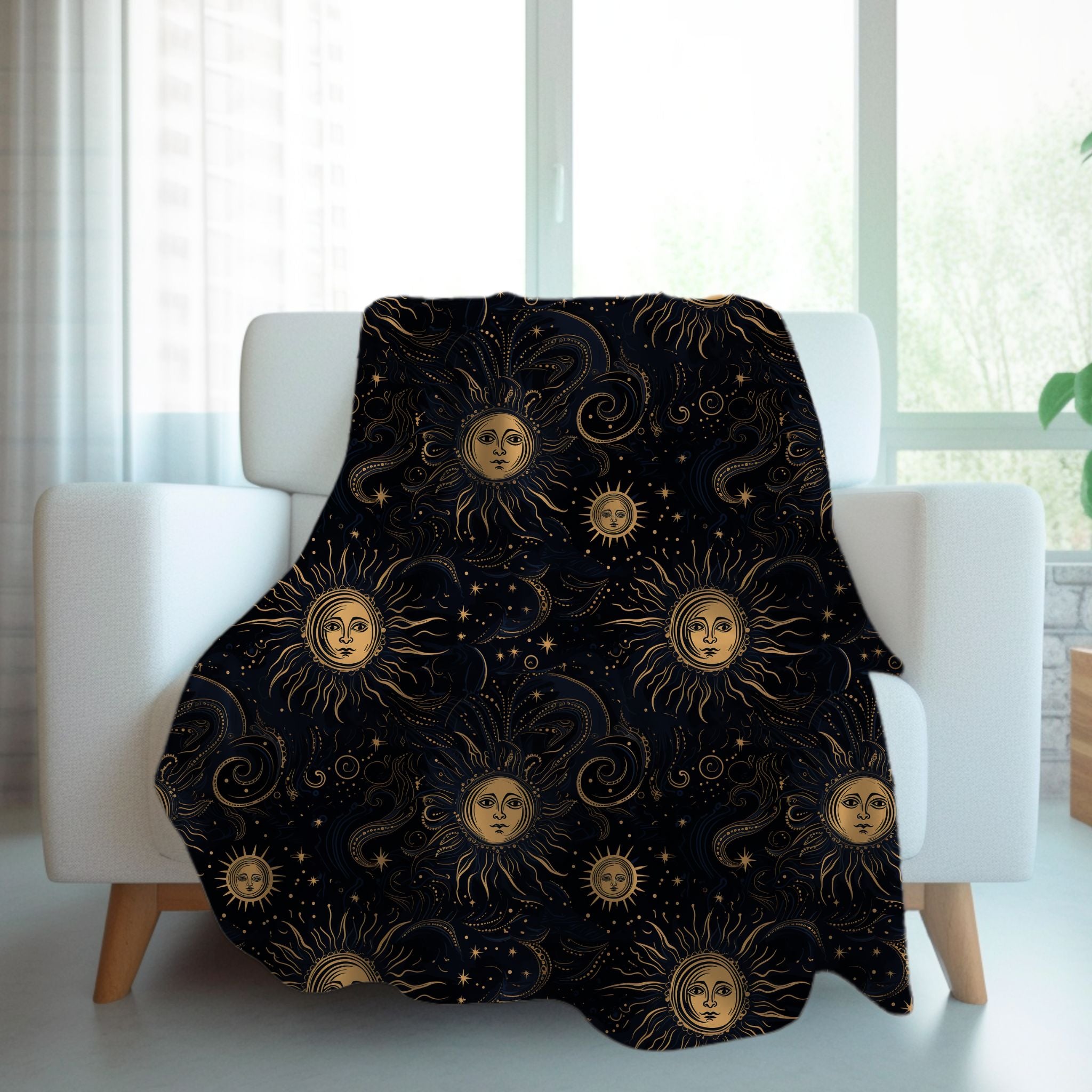 Golden Cosmic Sky Throw Blanket: Sherpa or Velveteen